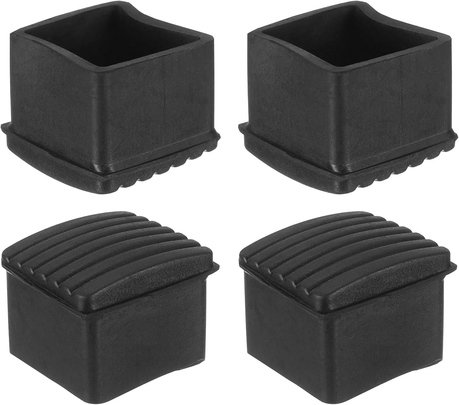 sourcing map Rubber Furniture Leg Caps, 4Pcs 30x30mm Rectangle Thick Chair Leg Tips Caps, Furniture Foot End Caps Covers Floor Protectors for Table, Chair, Machinery Equipment Feet (Black)