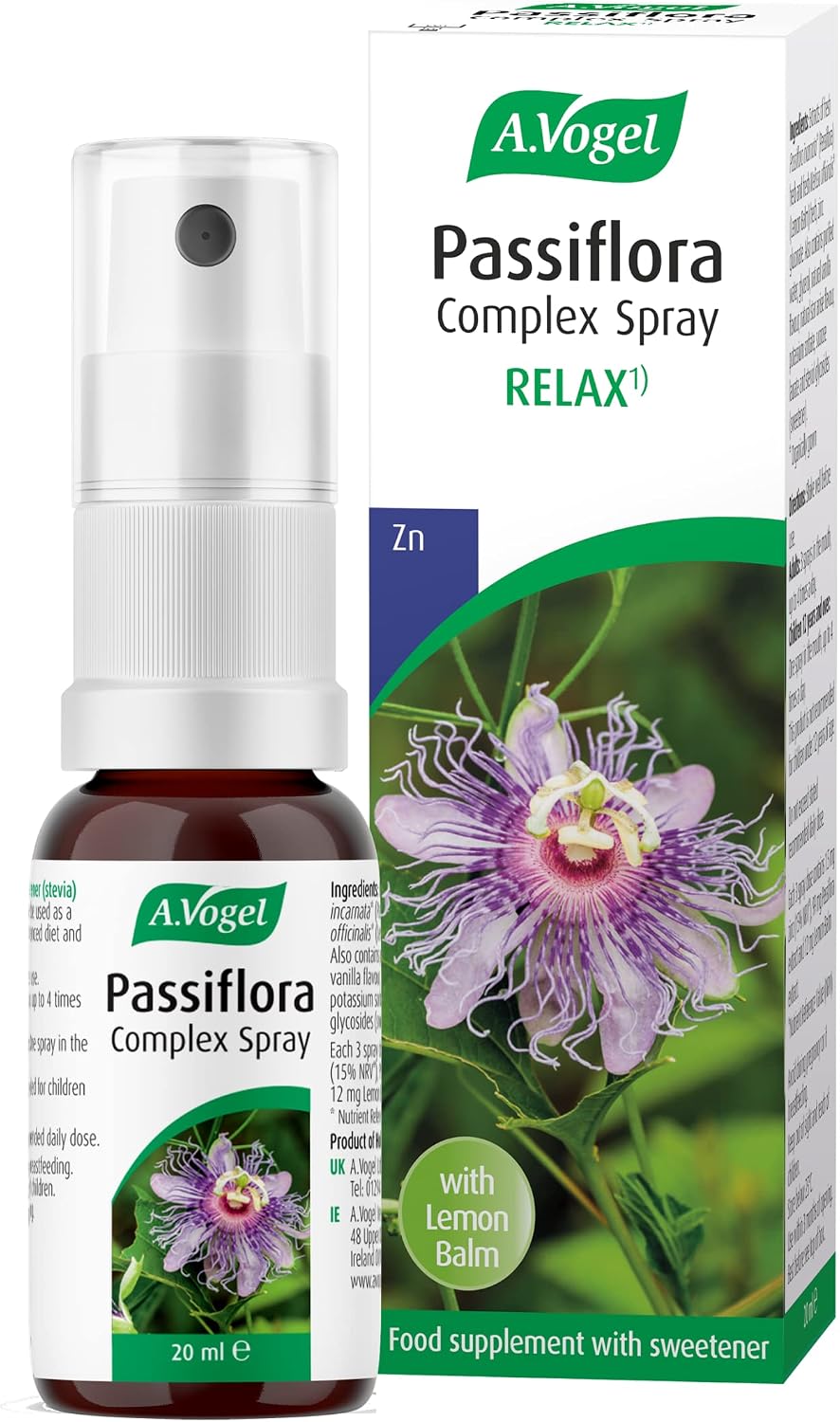 A.Vogel Passiflora Complex Spray | Passiflora Supports Relaxation | Extracts of Passion Flower, Lemon Balm & Zinc, which Protects Cells from Oxidative Stress | 20ml
