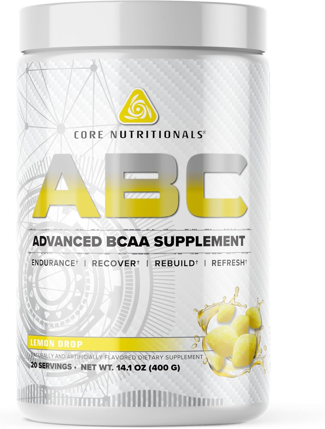 Core Nutritionals Platinum ABC Advanced Intra-Workout BCAA Supplement with 2.5 G Glutamine, Beta Alanine, Citrulline Malate, 20 Servings (Lemon Drop)