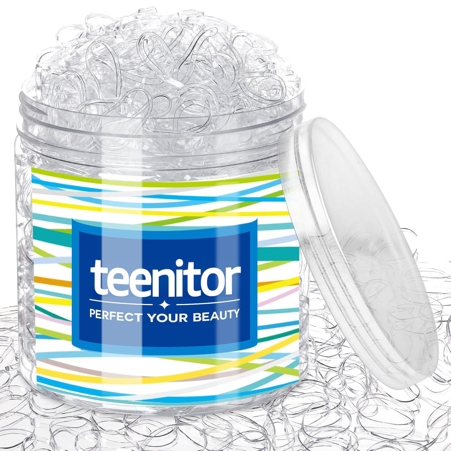 Teenitor 2000Pcs Clear Hair Ties Small Hair Elastics Rubber Hair Bands