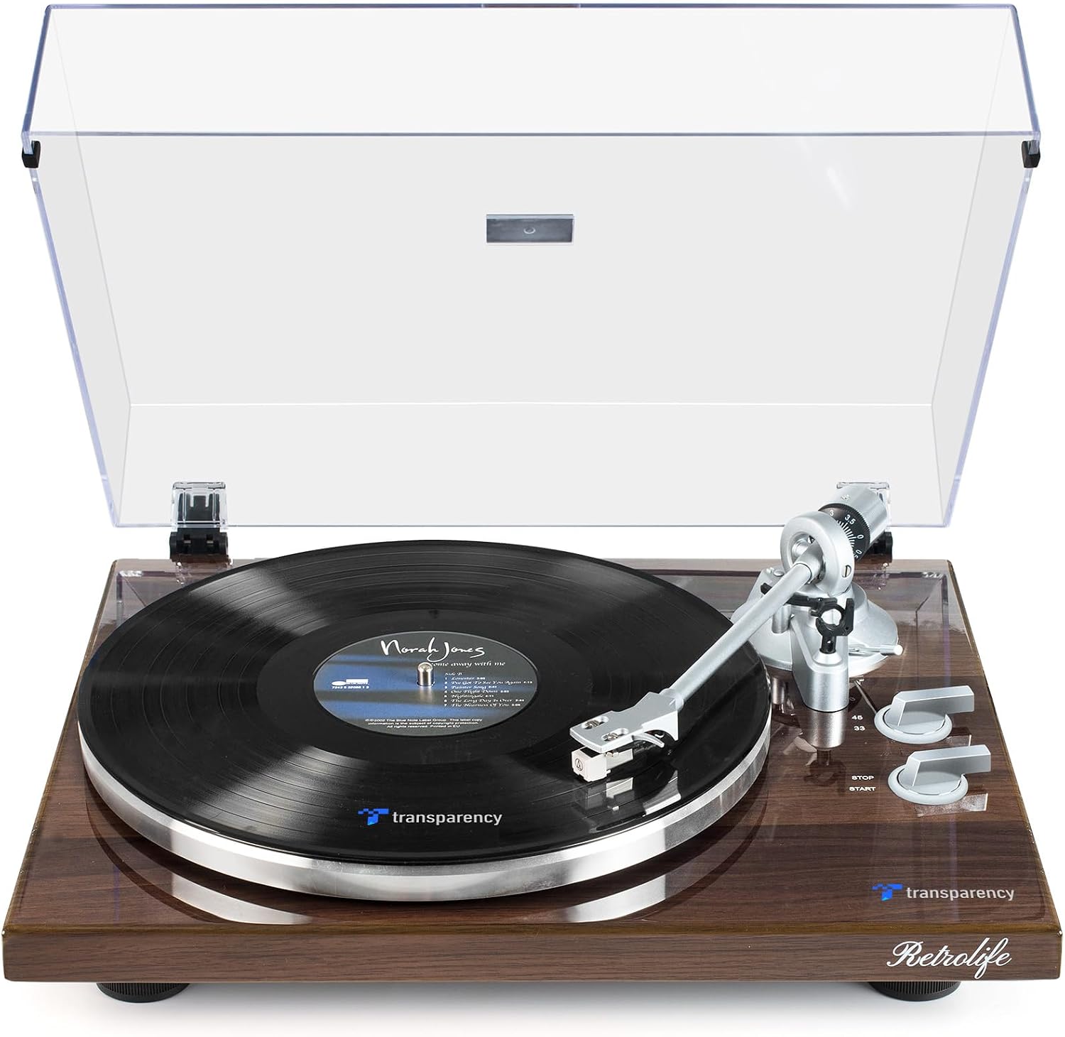 Retrolife® Vinyl Record Player with BT Wireless Output,Bark Brown Turntable | Audio Phono AT-3600L MM Cartridge,Adjust Counterweight,Belt-Drive,2 Speed,Wireless Out,RCA Line,USB to PC Digital Recording
