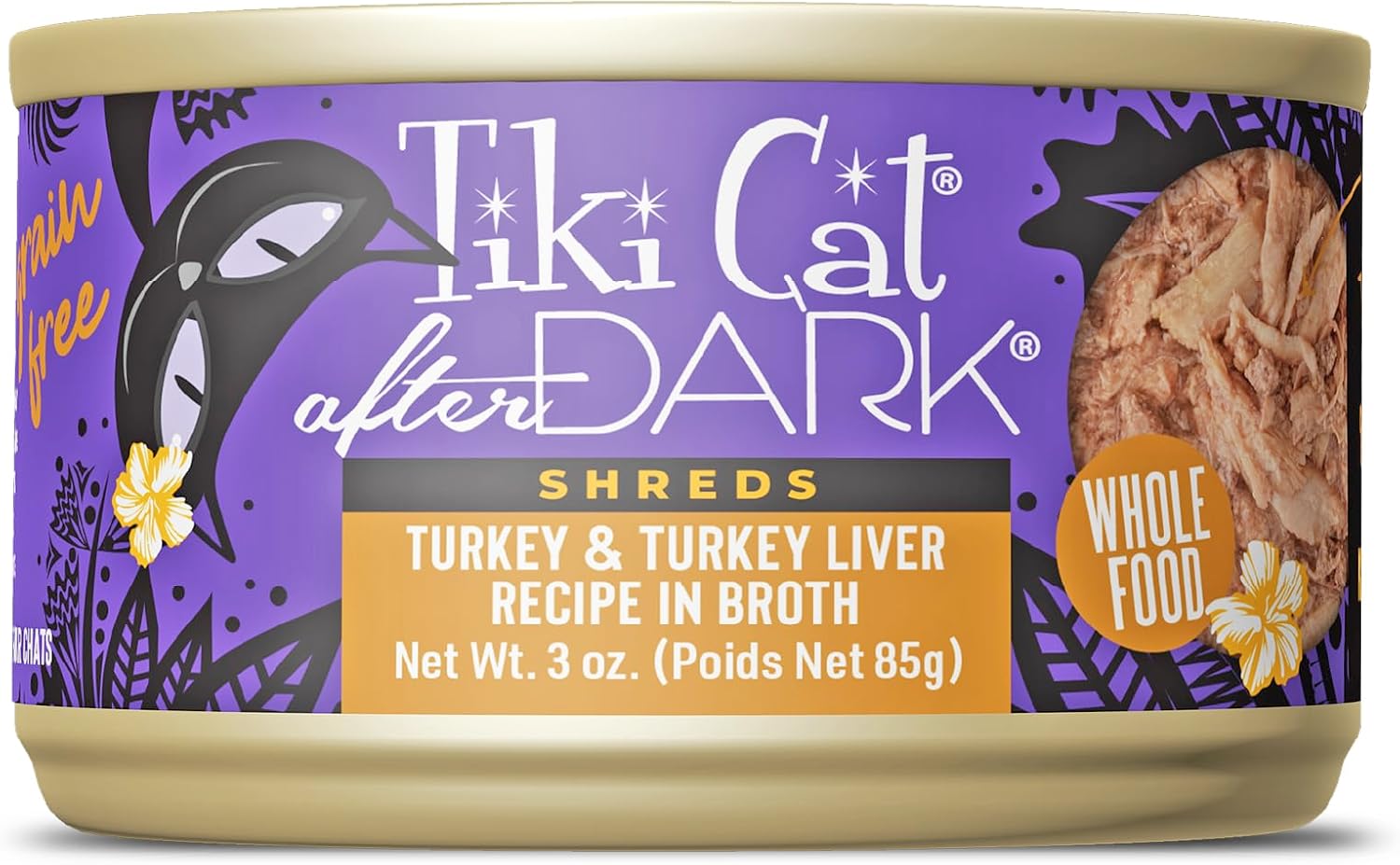 Tiki Cat After Dark Shreds Wet Cat Food, Turkey & Turkey Liver, 3 oz
