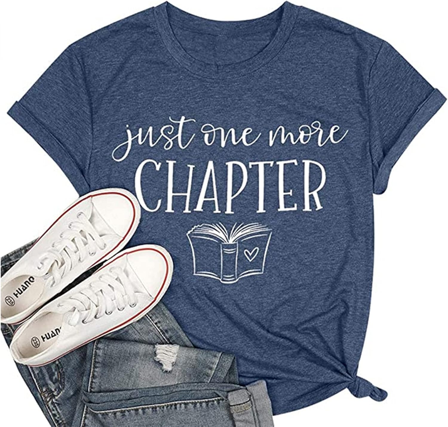 Just One More Chapter T-Shirt Women Cute Book Lover Gift Tee Tops Funny Reading Shirt Tops Teacher Short Sleeve Tees