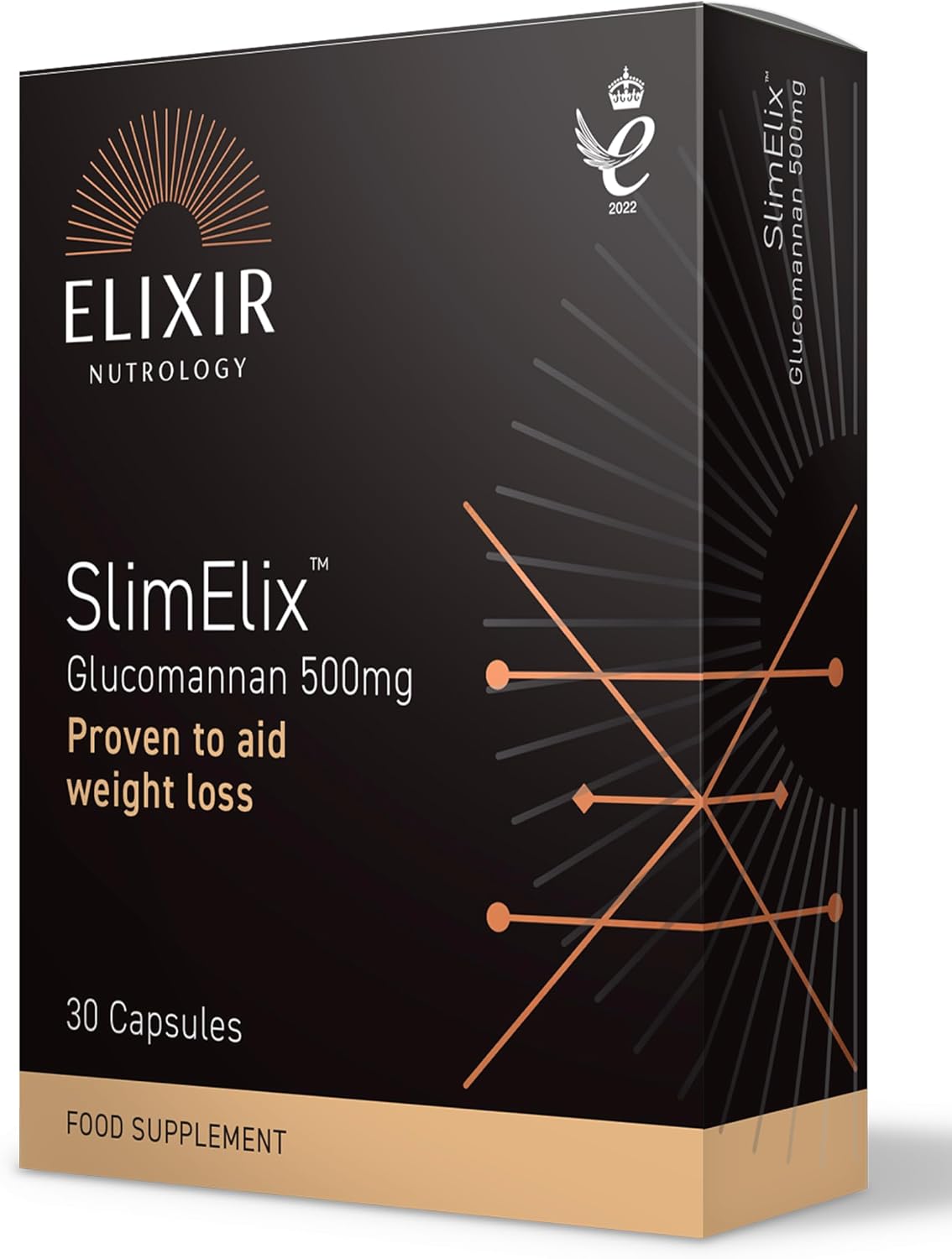 ELIXIR NUTROLOGY SlimElix 30 Capsules - Glucomannan 500mg - Appetite Control & Weight Loss Support - Vegan-Friendly Dietary Fibre Supplement. Made in The UK