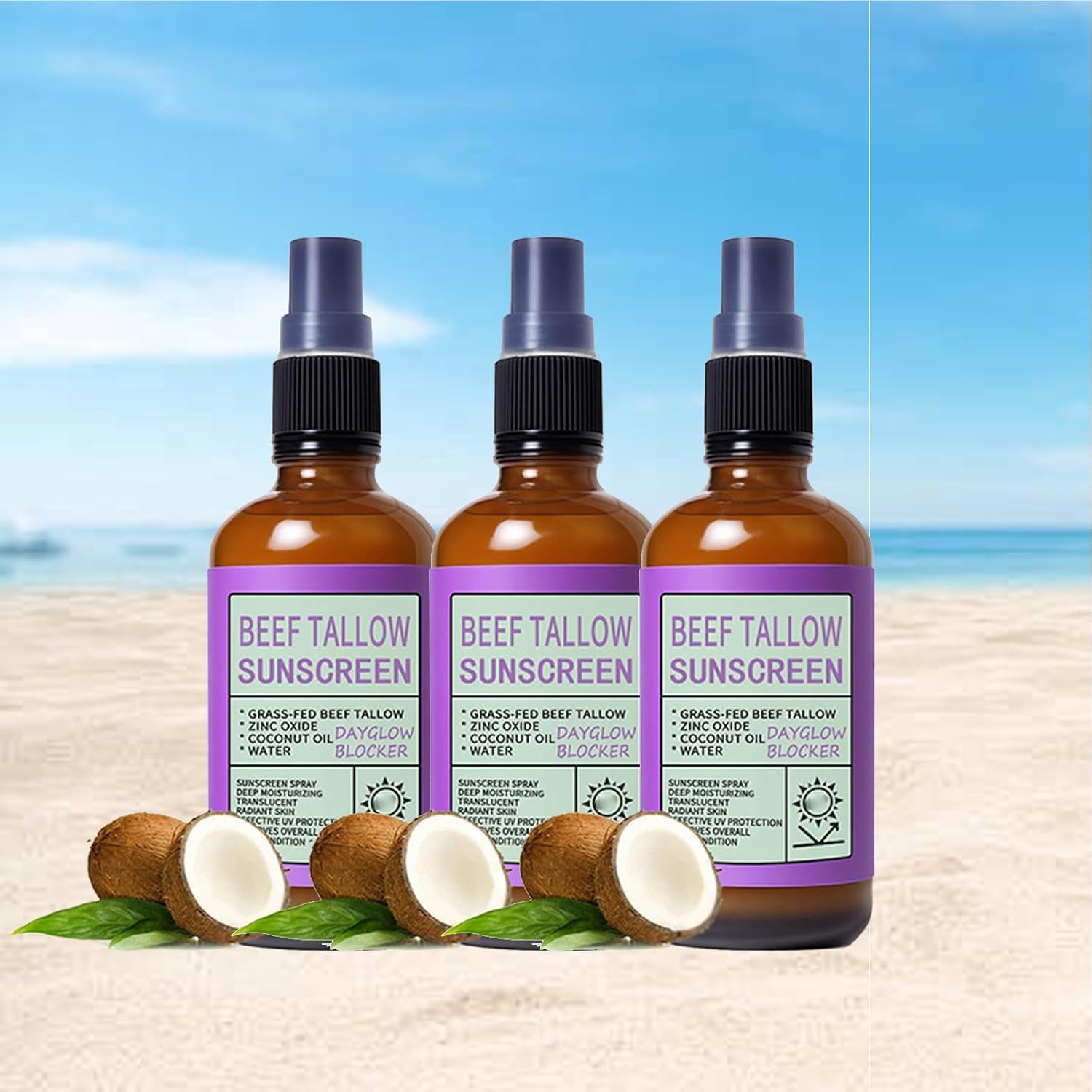 Grounded Labs Beef Tallow Sunscreen Spray, Grounded Labs Sunscreen Spray, Waterproof Moisturizing Natural Beef Tallow Sunblock for oily, dry or combination skin (3)