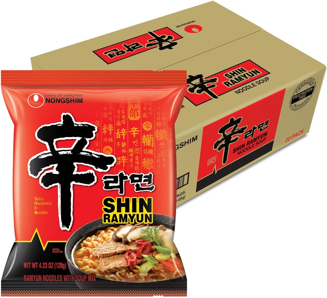 NongShim Shin Ramyun Noodle Soup, Gourmet Spicy (Pack of 20)