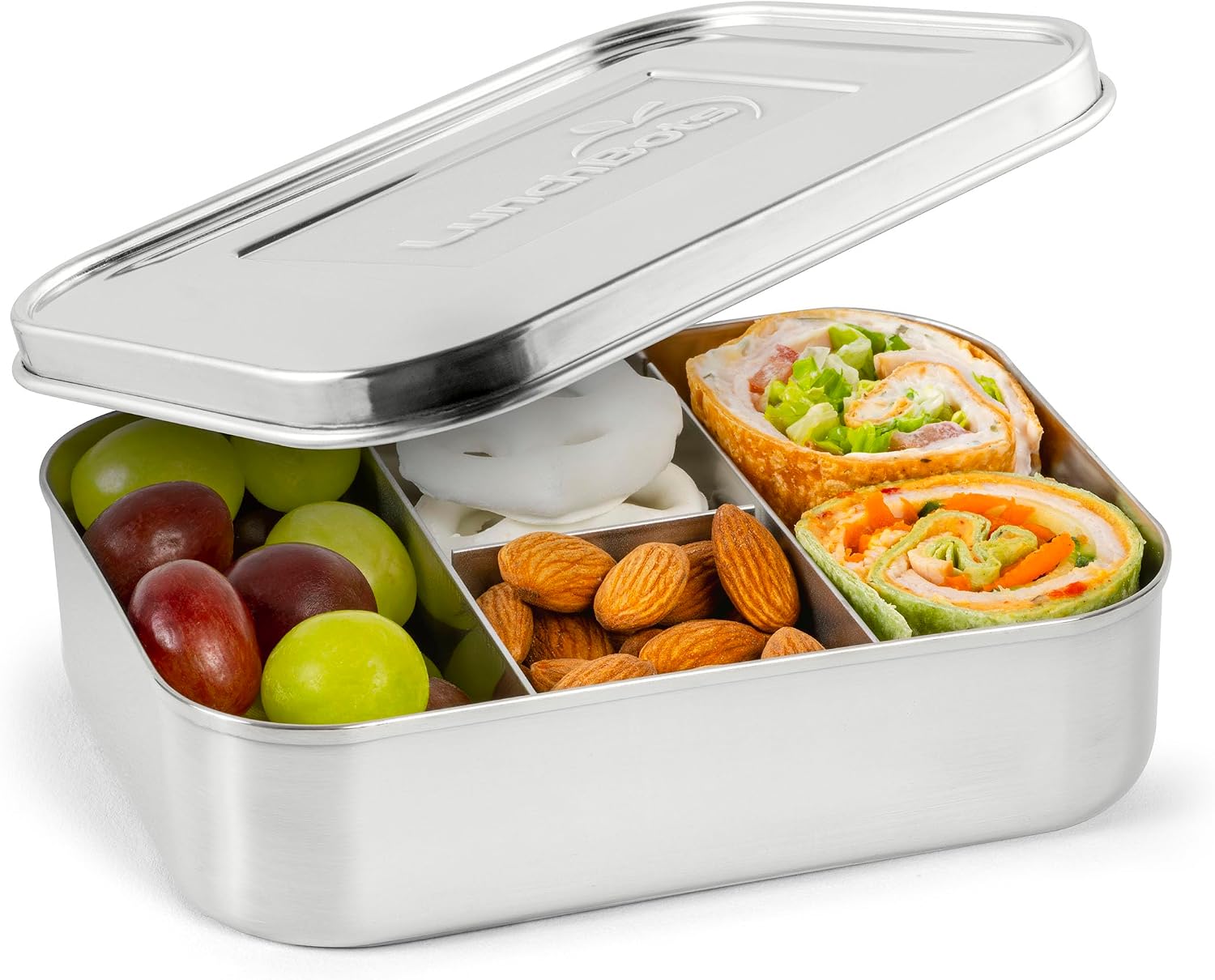 LunchBots Small Stainless Steel Kids Bento Box 4-Section 16oz