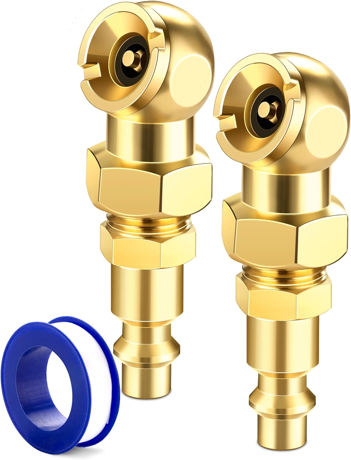 2-Pack Ball Foot Air Chuck Set, 1/4" FNPT Closed Flow Tire Chuck Inflator Nozzle w/Air Chuck Quick Connect, Tire Air Nozzle for Tire Inflator Gauge, Tire Hose Tool, Air Compressor Attachments