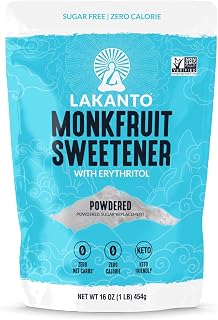 Lakanto Powdered Monk Fruit Sweetener with Erythritol - Powdered Sugar Substitute, Zero Calorie, Keto Diet Friendly, Zero Net Carbs, Baking, Extract, Sugar Replacement (Powdered - 1 lb)