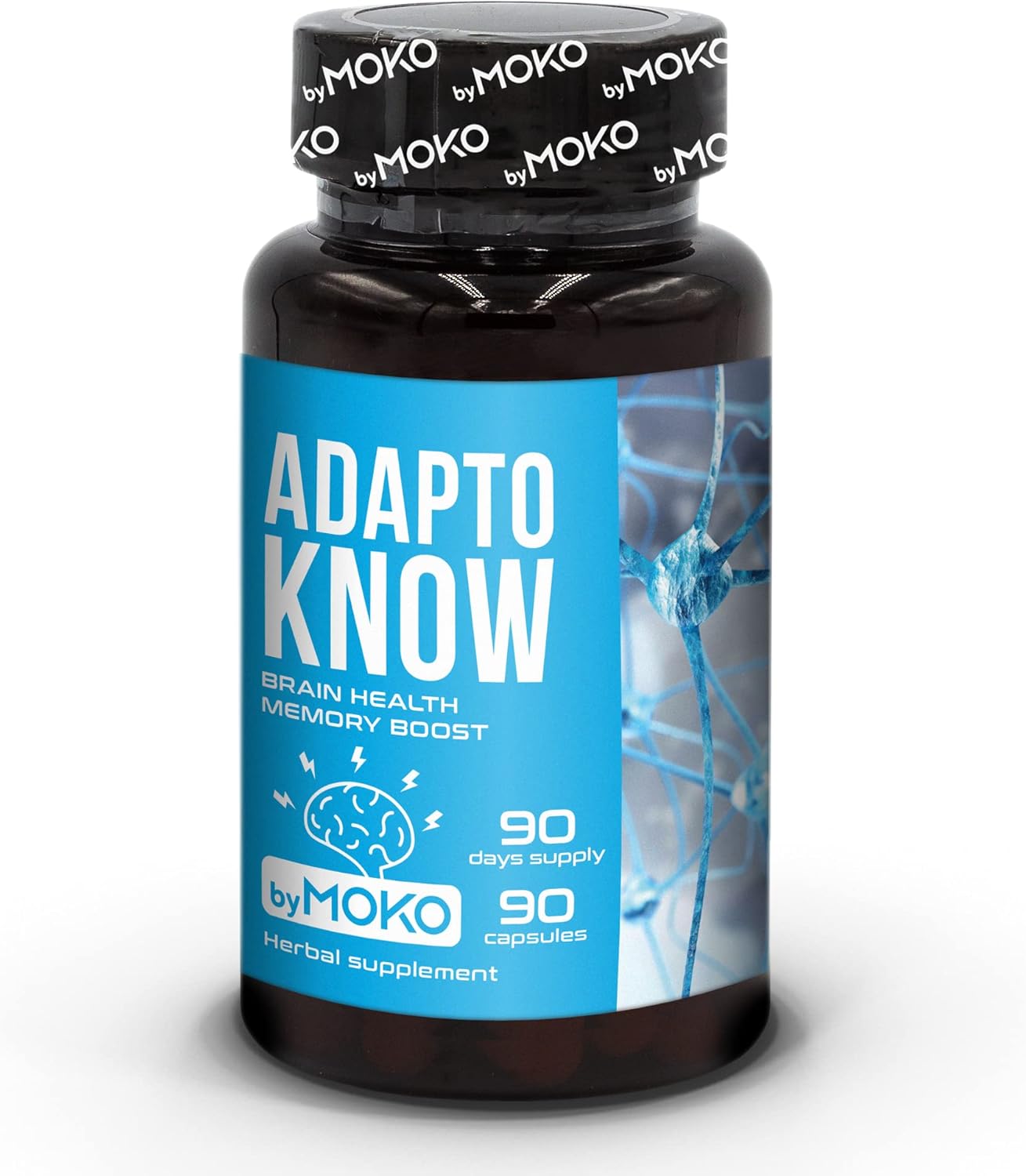 byMoko AdaptoKnow Ashwagandha Siberian Ginseng and Ginkgo biloba Supplement - Brain Booster Supplement for Cognitive Function, Memory Health, Concentration, Stress and Anxiety 90 Days Supply