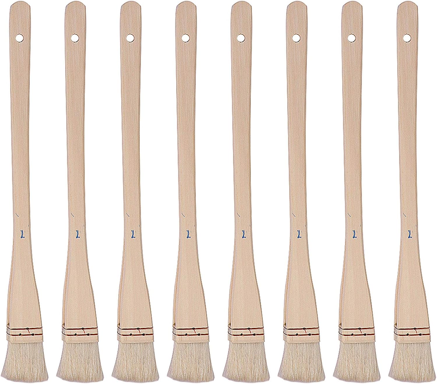 KEILEOHO 8 PCS 1 Inch Flat Hake Brushes, Creative and Professional Hake Brush for Watercolor, Soft and White Hake Brush Set with Handle for Watercolor Wash Pottery Painting