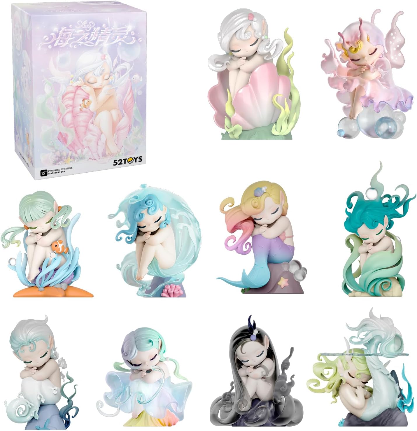 52TOYS Sleep Sea Elves Series 1PC Action Figure Collectible Toy Desktop Decoration 3.3 Inch Gift for Birthday Party Holiday