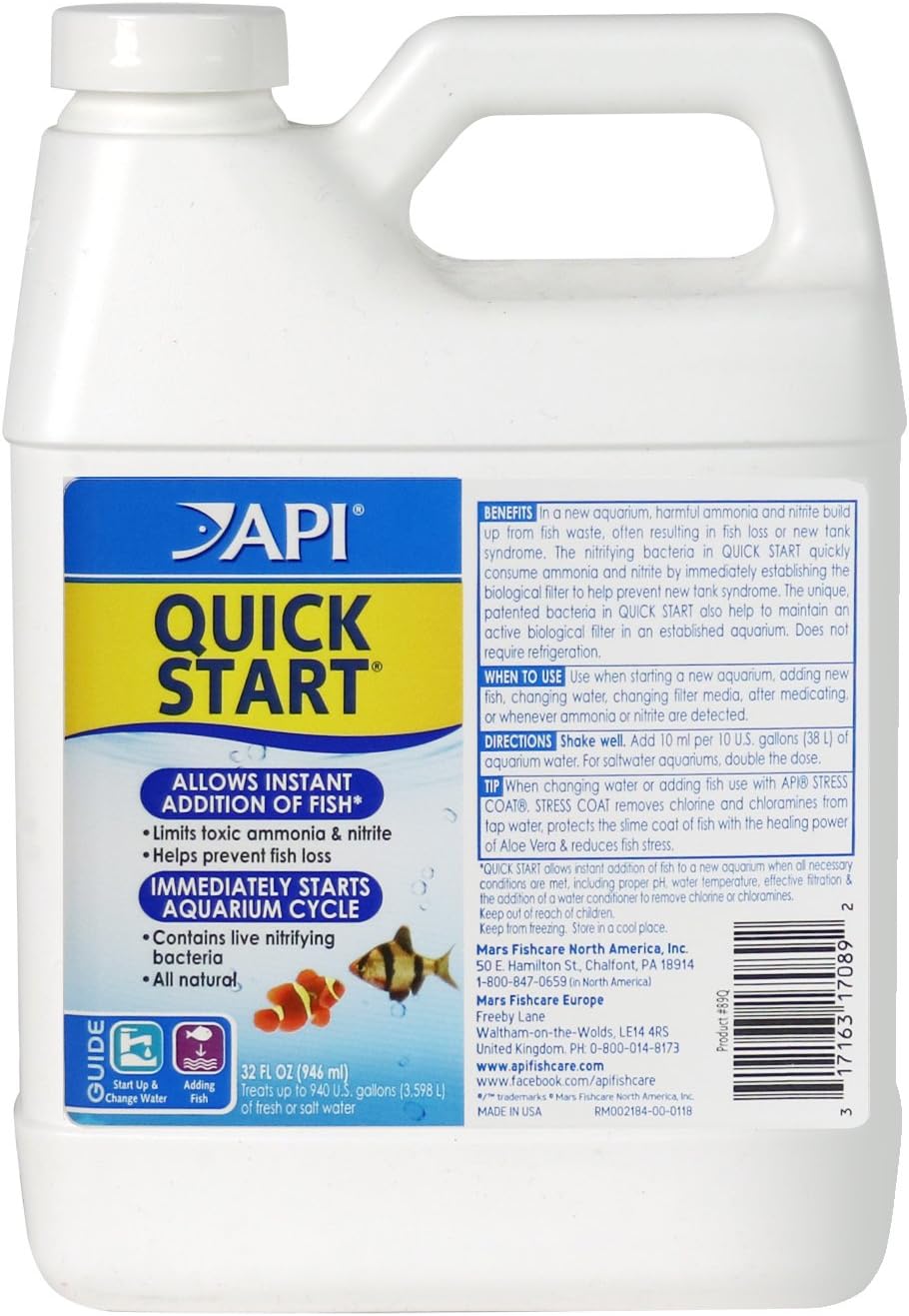 API Quick Start Freshwater & Saltwater Aquarium Nitrifying Bacteria (32 oz)