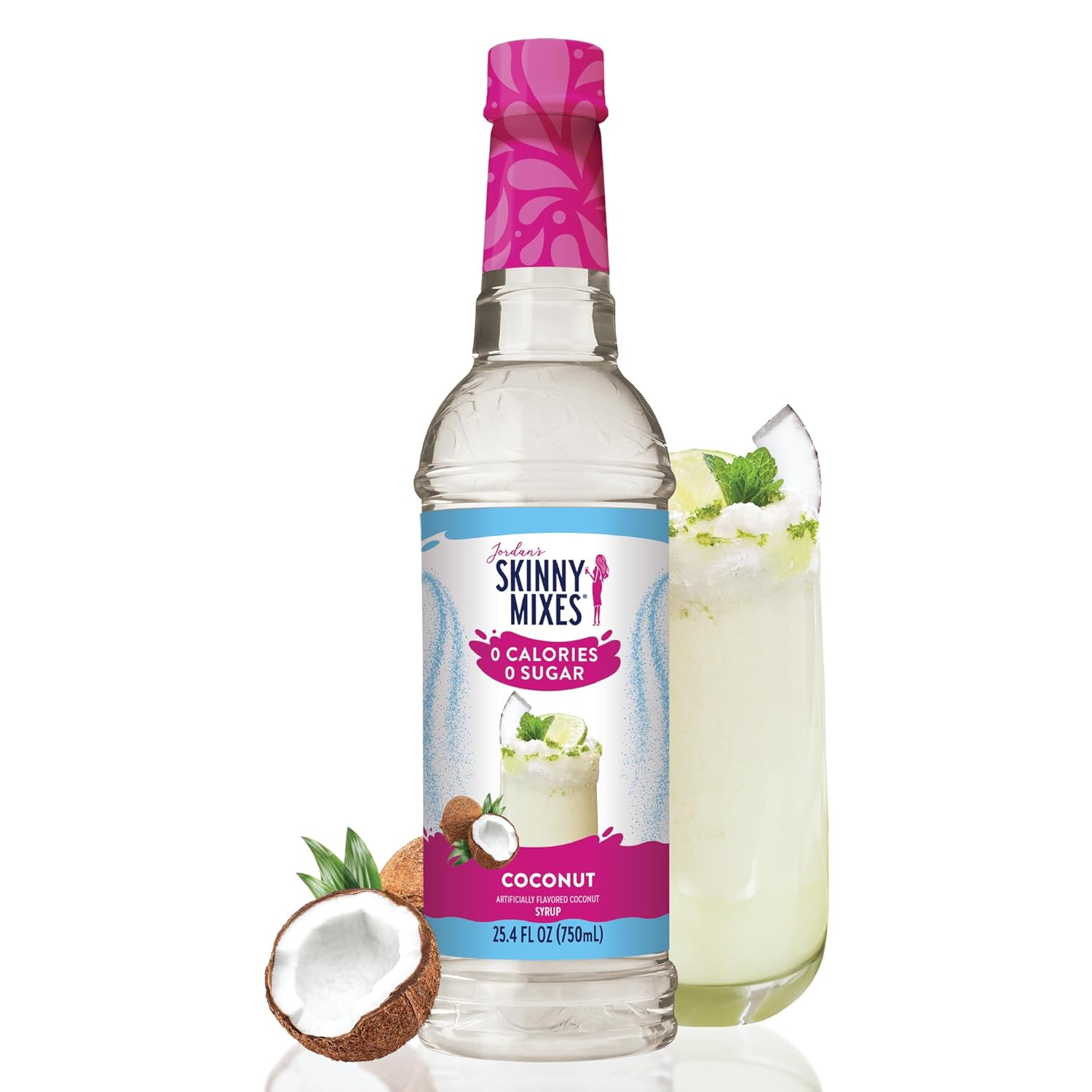 Jordan's Skinny Mixes Sugar Free Syrup, Coconut Flavor, Fruit Flavored Water Enhancer, Drink Mix for Ice Tea, Lemonade & More, Zero Calorie Flavoring, Keto Friendly, 25.4 Fl Oz, 1 Pack
