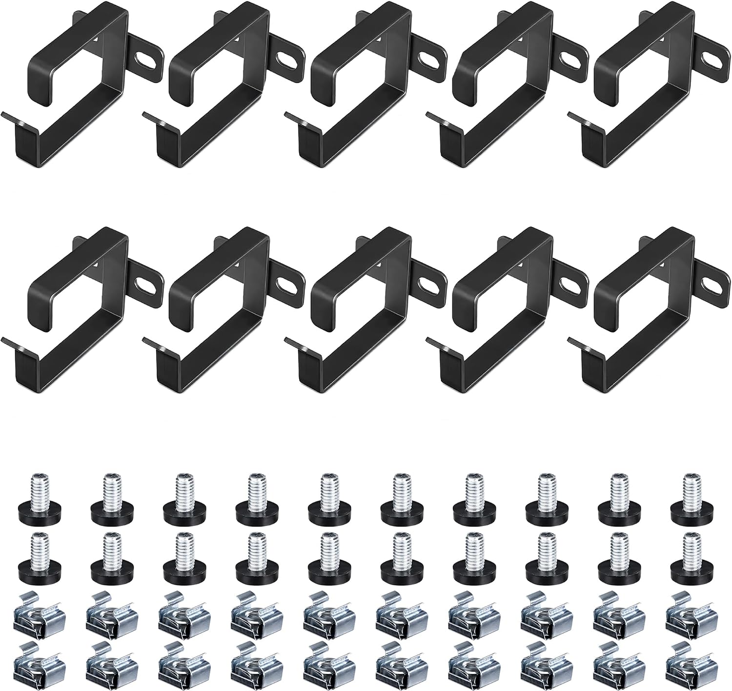 kwmobile Server Rack Cable Management D-Ring Hooks (10 Pieces) - Bracket Organizer Hook Mount Set for Network Patch Cables, Fiber Optic, Power Cords