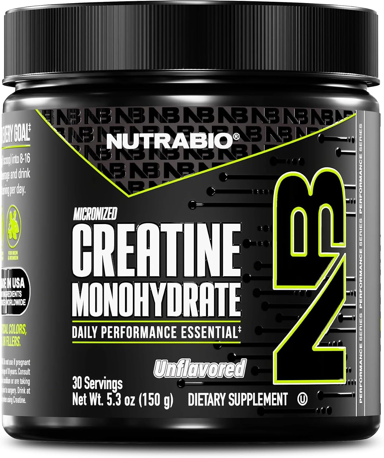 NutraBio Pure Micronized Creatine Monohydrate Powder Supplement, Unflavored, (150 g) - Supports Bulk Muscle Energy, Recovery, and Strength - HPLC Tested Creatine Powder Supplement for Men and Women