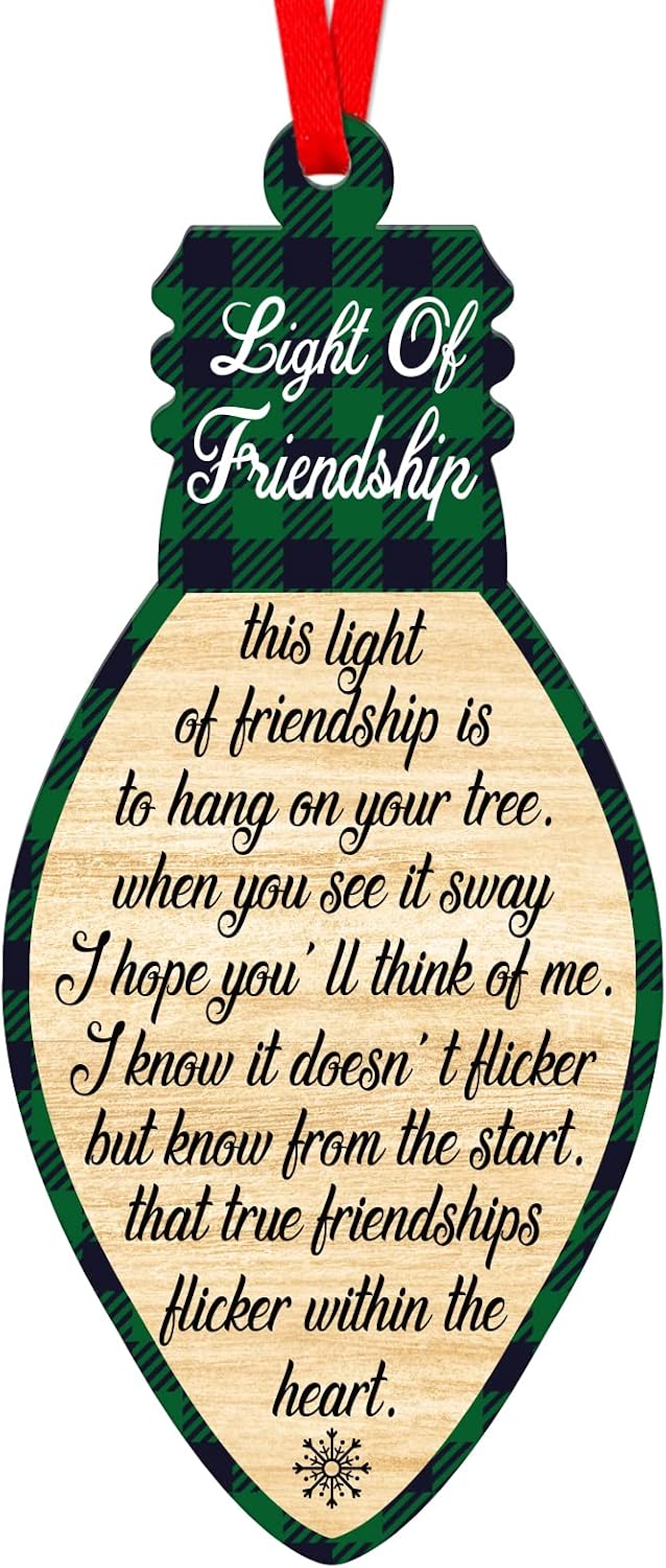 FaCraft Friends Christmas Ornaments 2025 - Light of Friendship Best Friend Ornaments Gifts for Women Friends Female Sister Bestie Christmas Tree Decorations Birthday Xmas Gifts Special Bond Keepsake