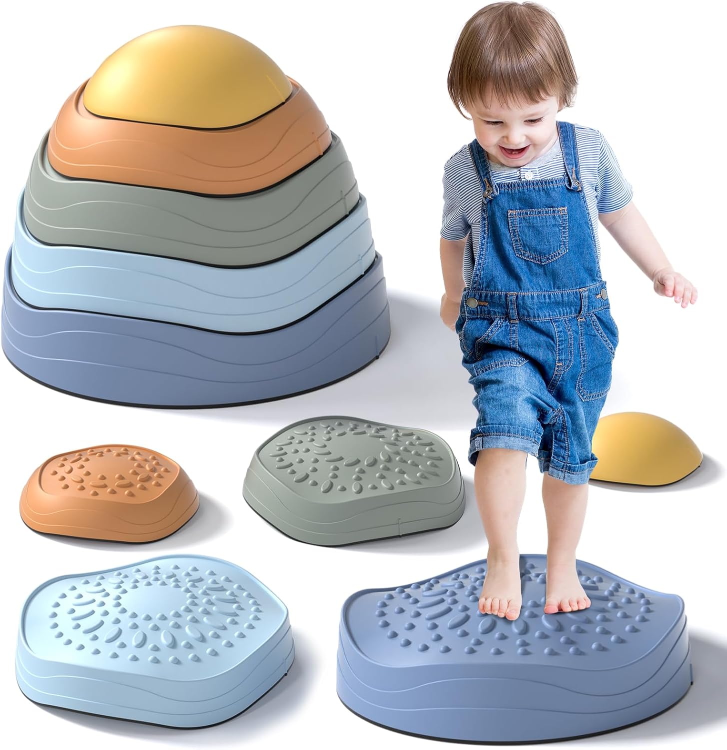 Lehoo Castle Stepping Stones Kids, Non-Slip Balance Sensory Toys for Autism Obstacle Course, Garden Outdoor Games for Toddlers Age 3-5, Encourage Balance & Sensory Motor Skills