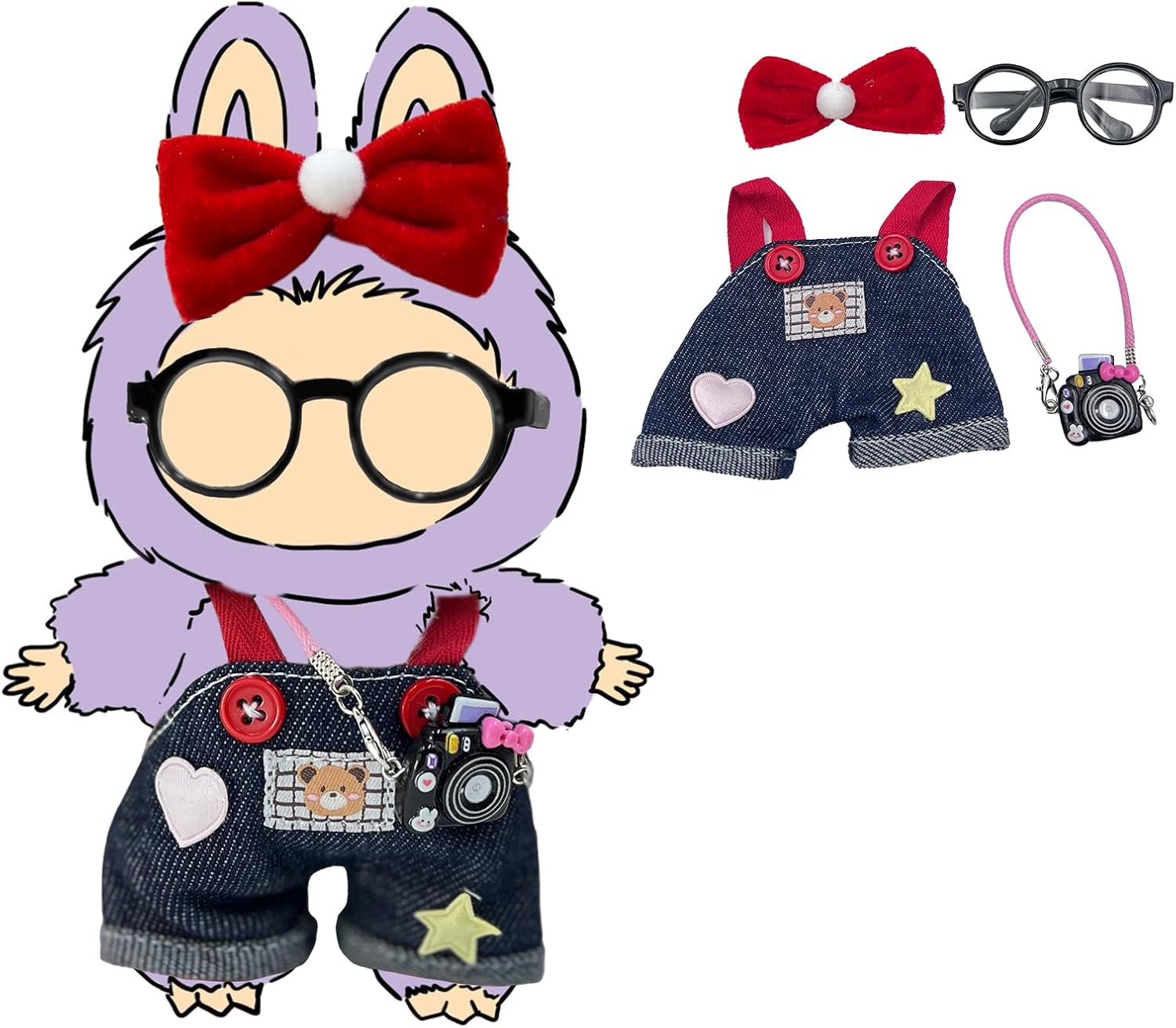17cm Doll Clothes & 4 Set for 17cm Dolls,Exquisite Accessories for Doll, Cute Clothes for Dolls Dress up Unique Style (Red Bowknot)