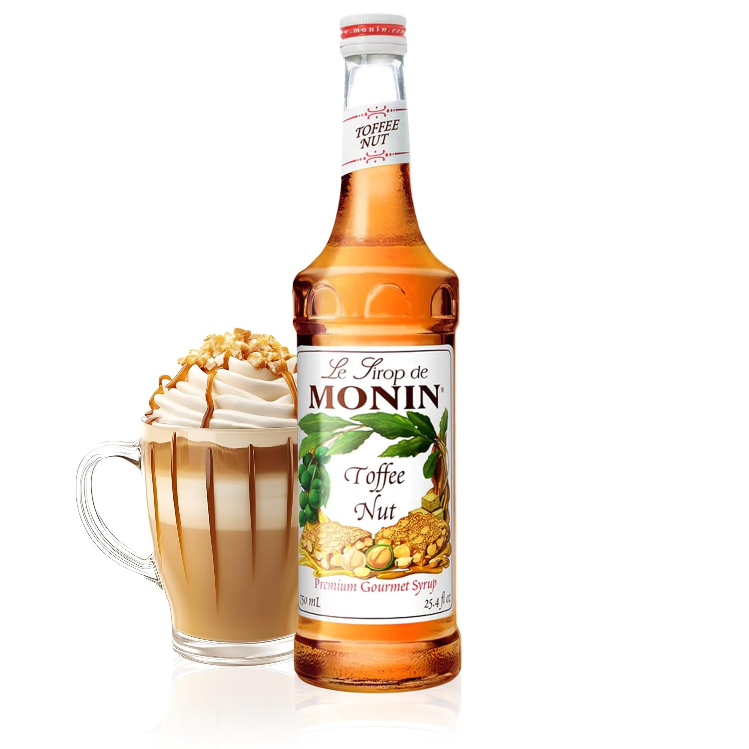 Monin Toffee Nut Syrup for Drinks - 750 ml / 25.4 fl oz