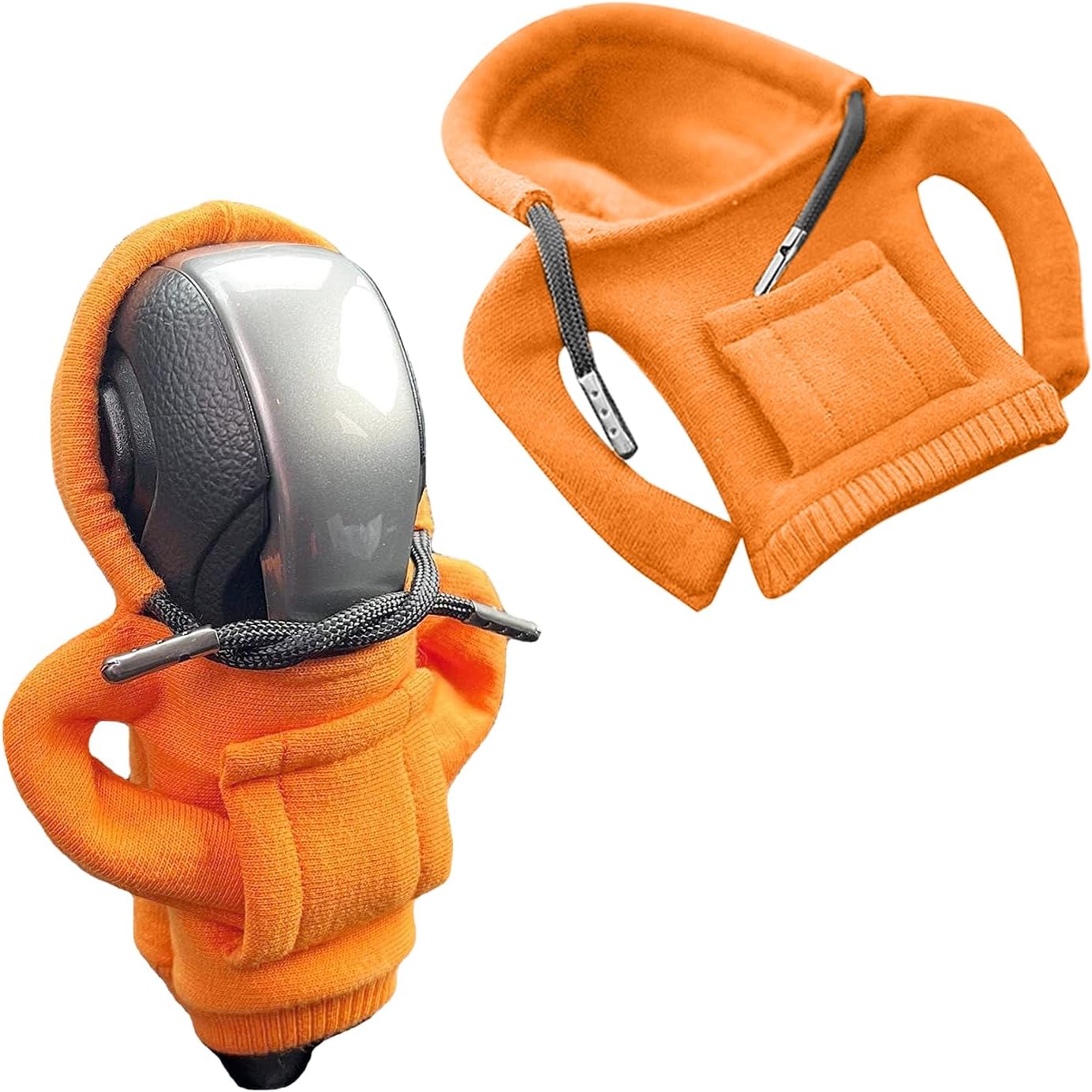 YEJAHY Gear Knob Hoodie, Gear Knob Cover, Gear Shift Hoodie Cover, Funny Hoodies Gear Lever Decoration, for Car, Decorative (Orange)