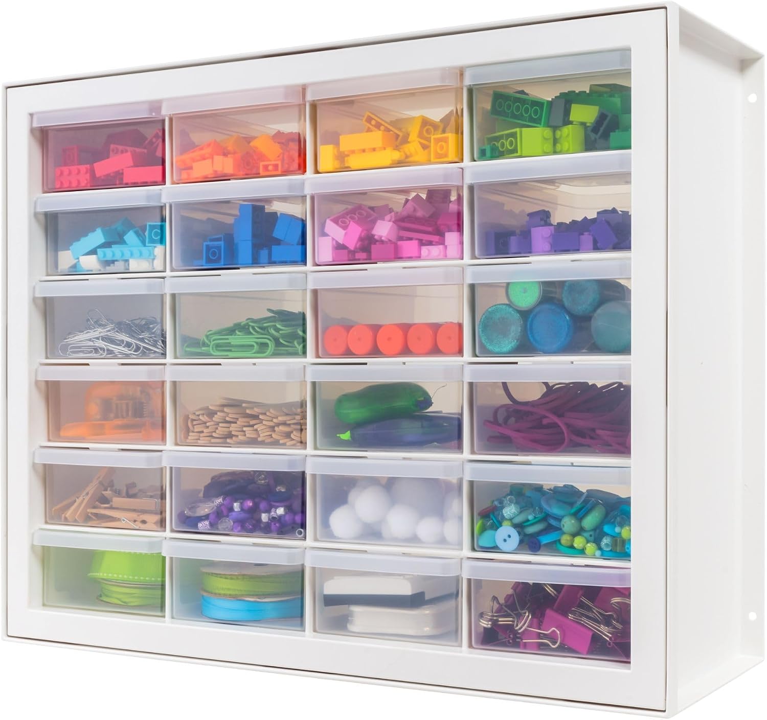 IRIS USA 24 Storage Drawer Organizer, Craft Cabinet Storage, Craft Organizers and Storage Drawer, Art Storage Cabinets, Small Parts, Nuts and Bolts, Tool Organizer Storage, Scrapbook Art Hobby - White