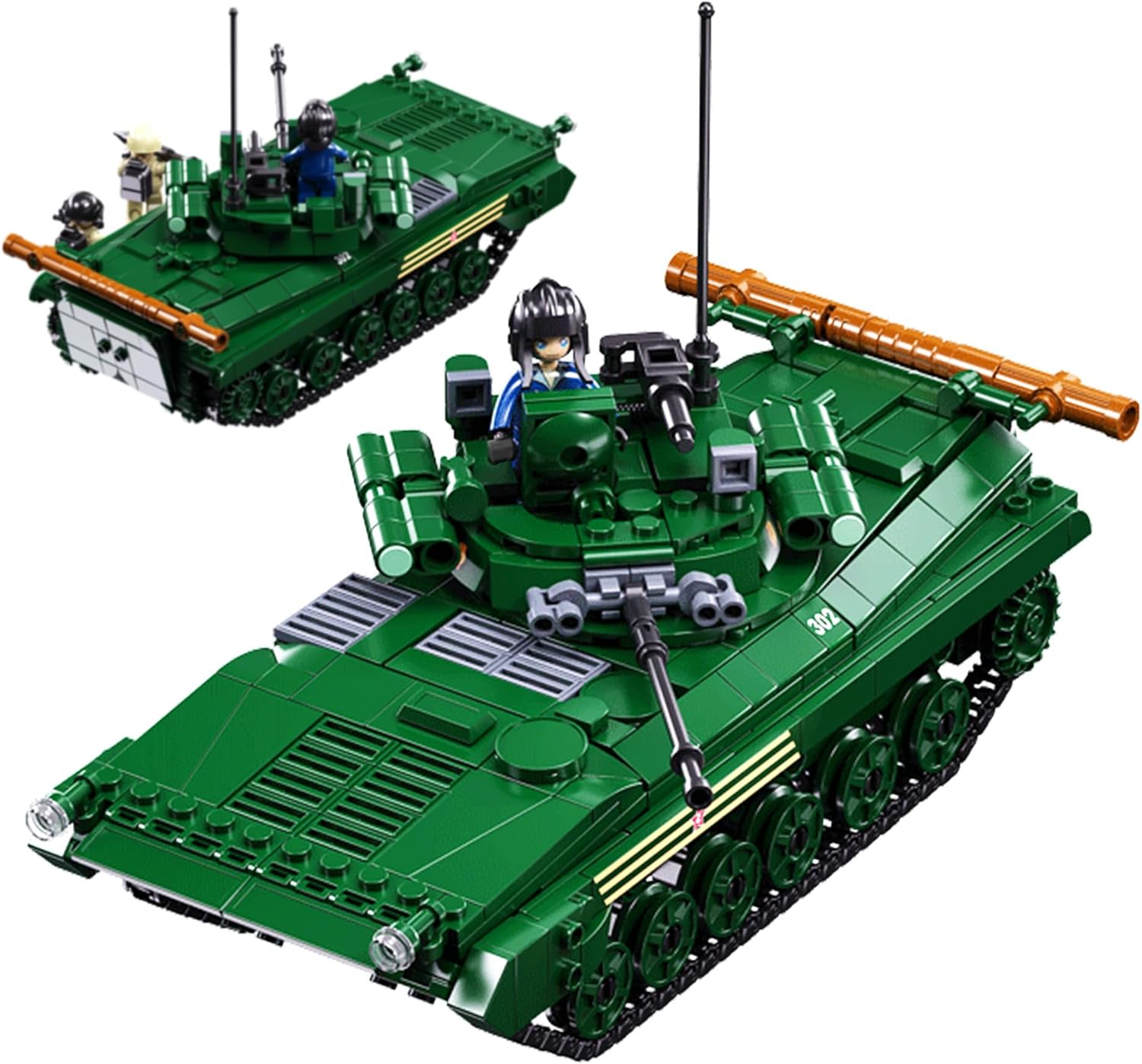 Military Army Set Building Block, 1:35 Scale BMP-2 Infantry Fighting Vehicle Model with 738 PCS and 3 Toy Soldiers, for Kids and Adults