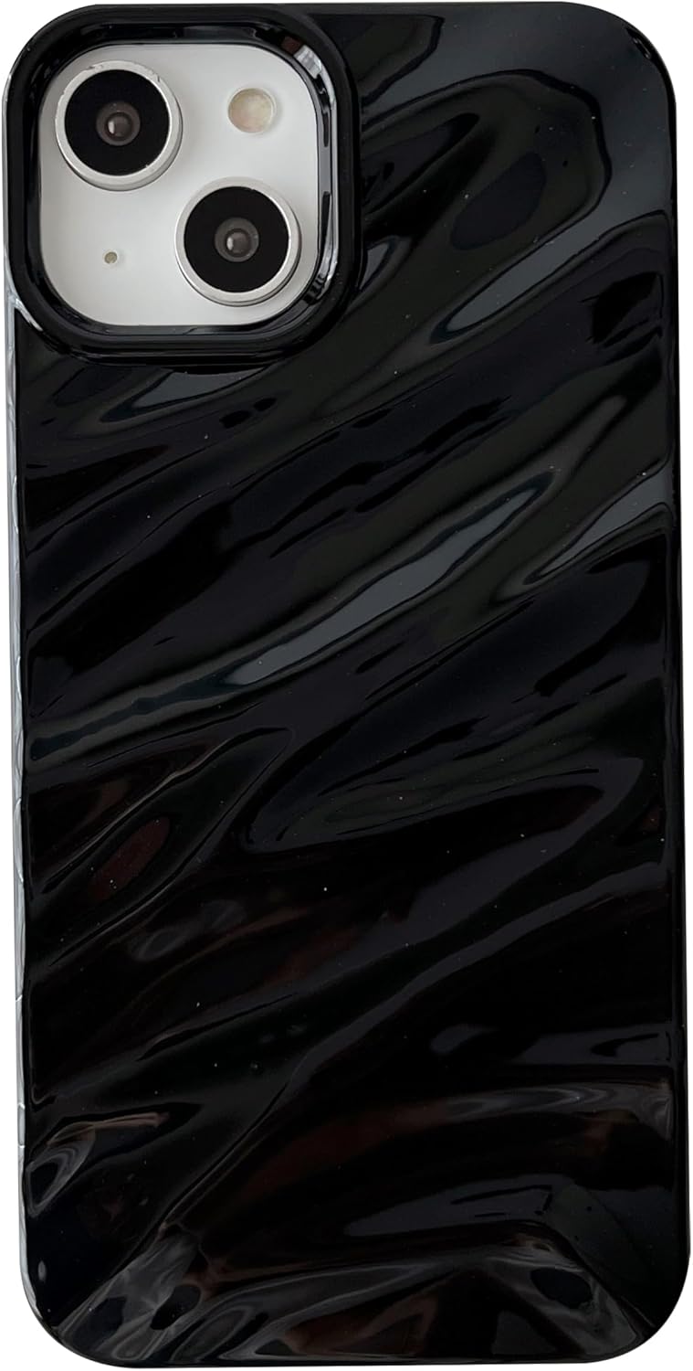 Caseative for iPhone 13 Case,Water Ripple Pattern Curly Wave Shape Soft Compatible with iPhone Case (iPhone 13,Black)