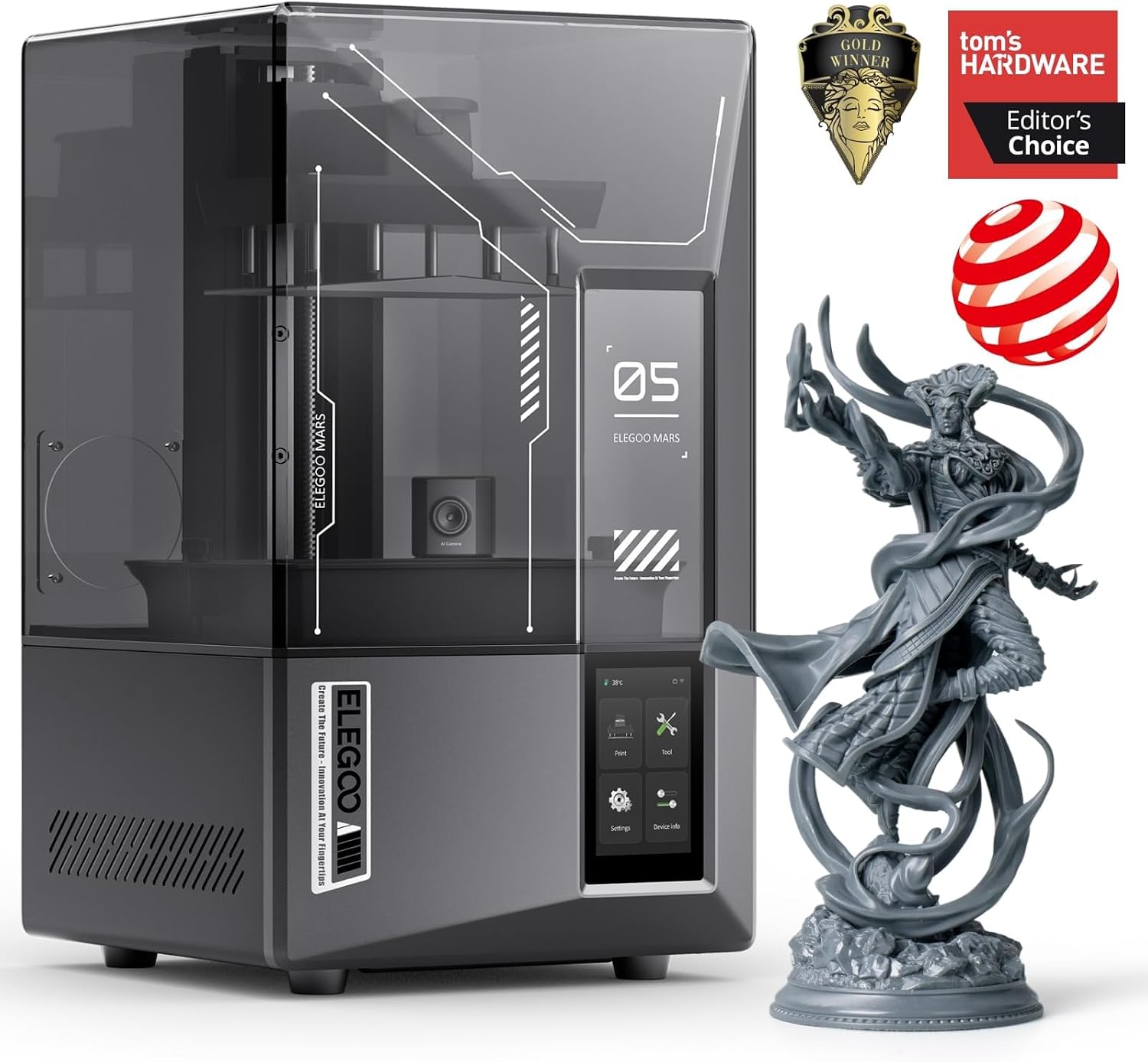 ELEGOO Mars 5 Ultra Resin 3D Printer | 7" 9K Mono LCD, Smart Automatic Leveling, Intelligent Detection, WiFi-Transfer, Printing Size of 6.04 × 3.06 × 6.49 inch