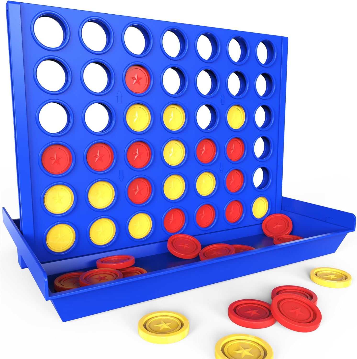 Pup Go Big Size 4 in a Row Board Game for Kids Ages 3-8, Perfect Educational Family Garden Games for Boys & Girls, 2 Player Strategy Game with 6 Spare Discs, Foldable Design (Big Size)