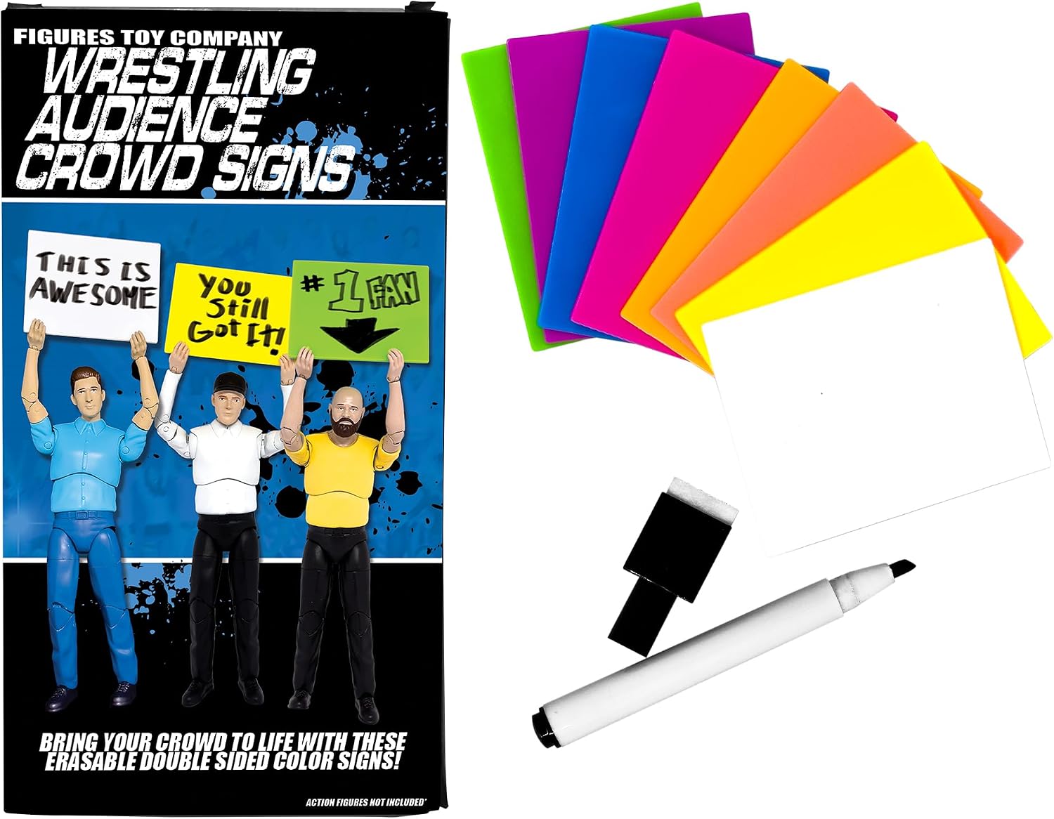 Set of 8 Wrestling Audience Crowd Signs for WWE & AEW Wrestling Action Figures