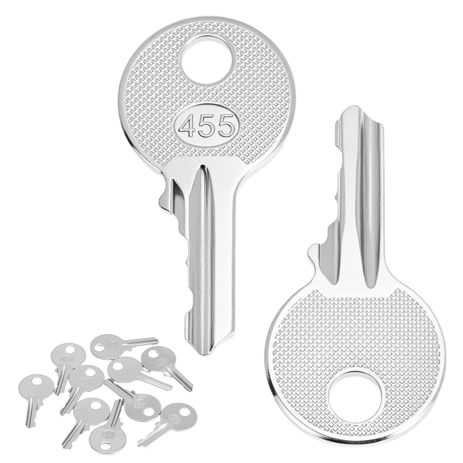QWORK® Ignition Keys 455 for Boom Lifts Scissor Lift Genie Skyjack Terex, Heavy Equipment Forklift Key, 10 Pack
