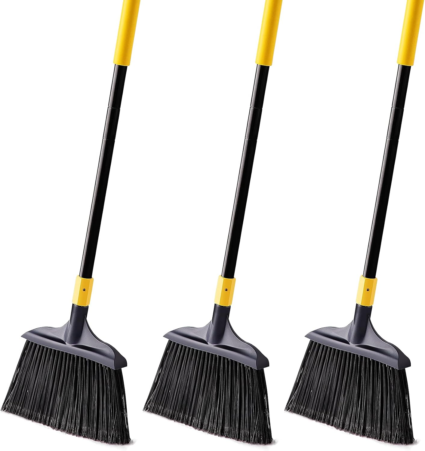 Yocada Heavy-Duty Broom Outdoor Indoor Commercial 3 PCS for Courtyard Garage Lobby Mall Market Floor Home Kitchen Room Office Pet Hair Rubbish 54Inch