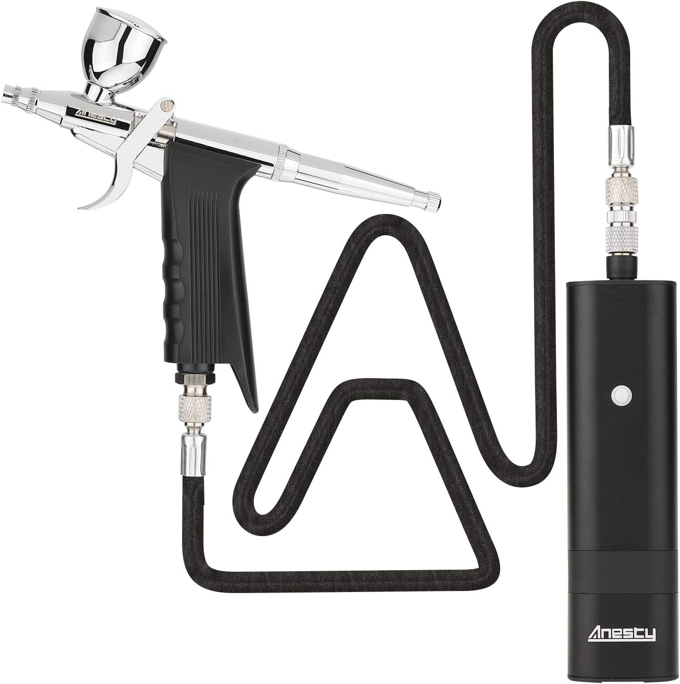 Anesty AHPPro High Pressure Cordless Airbrush Kit, Portable Airbrush Compressor,Connect Air hose Compressor for Makeup,Cake Decoration,Barber, Painting Model,Painting Nail Black