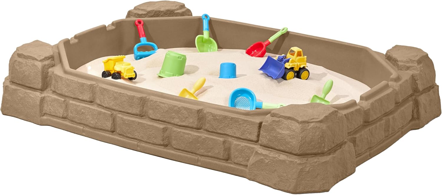 Step2 Natural Playful Sandbox, Kids Activity Sensory Table, Summer Outdoor Toys, Lid Included, For Toddlers 1+ Years Old