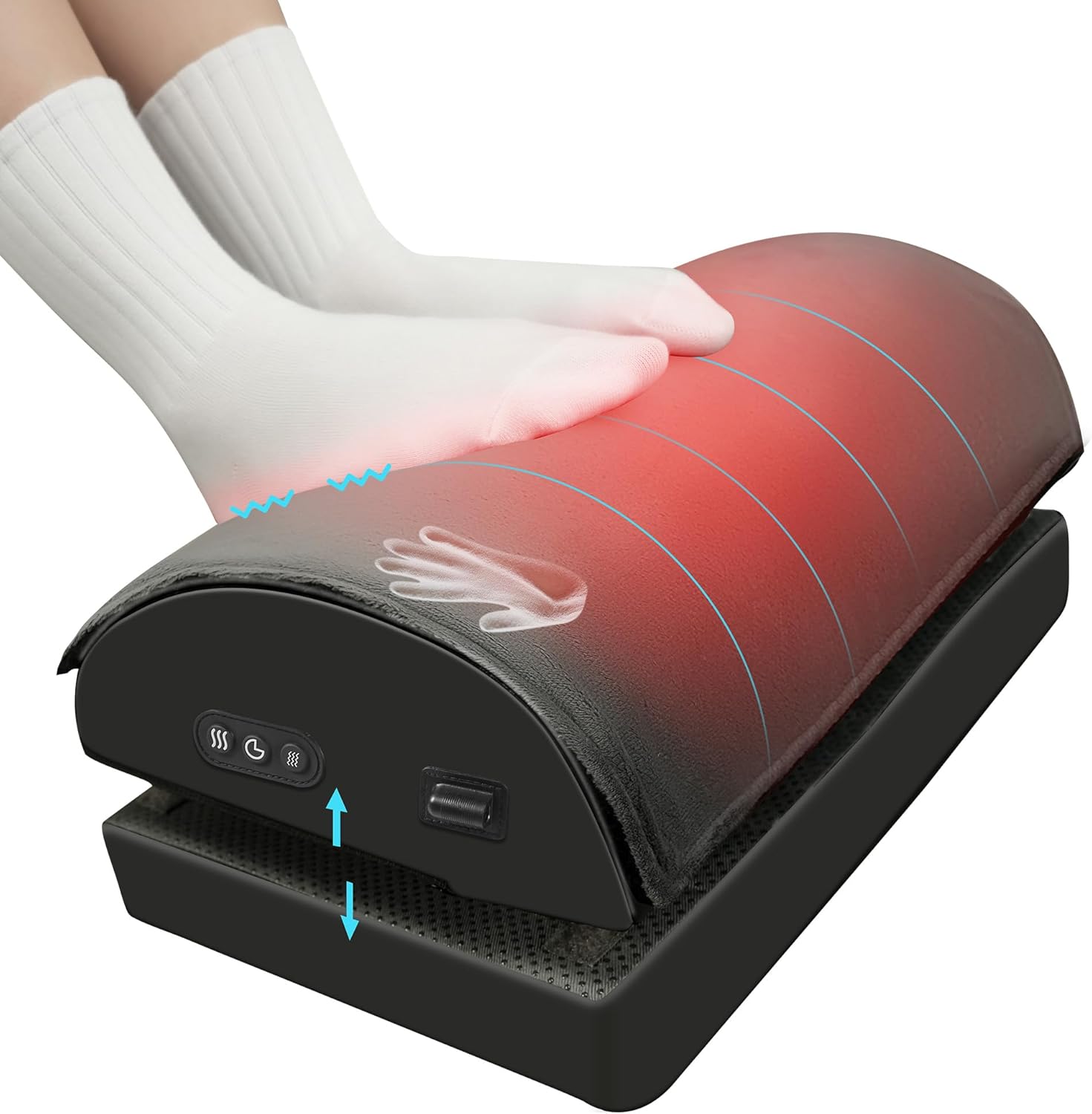 Snailax Foot Rest Under Desk, Heated Desk Footrest for Office Use with Vibration Massage, Feet Warmer with Double Layer Adjustable Height