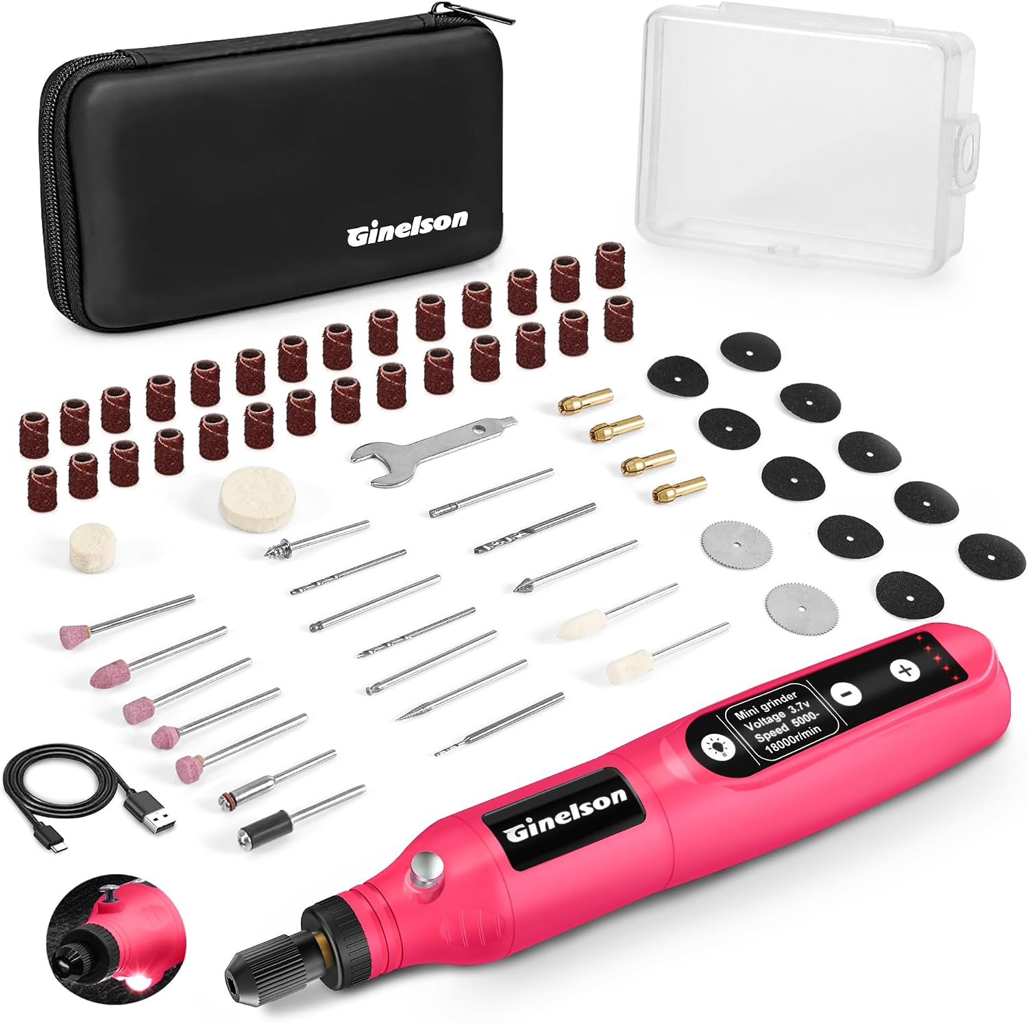 Cordless Rotary Tool, 5 Variable Speed Mini Rotary Tool Kit with 70 Accessories, 3.7V Type-C Charging Power Rotary Tool for Engraving, Sanding, Polishing, Carving, Cutting, DIY Crafts