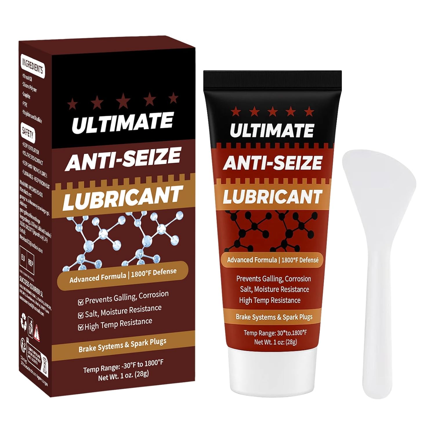 Copper Anti-Seize Thread Lubricant Spark Plug Antiseize Grease Compound for Automotive, Bolts And Nuts | High Temp Brake Parts Lubricant Grease Prevents Rust, Corrosion, Seizing - 1oz Tube (1-Pack)