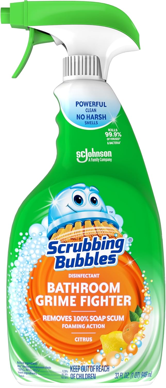 Scrubbing Bubbles Grime Fighter Disinfectant Bathroom Cleaner Spray, 32oz