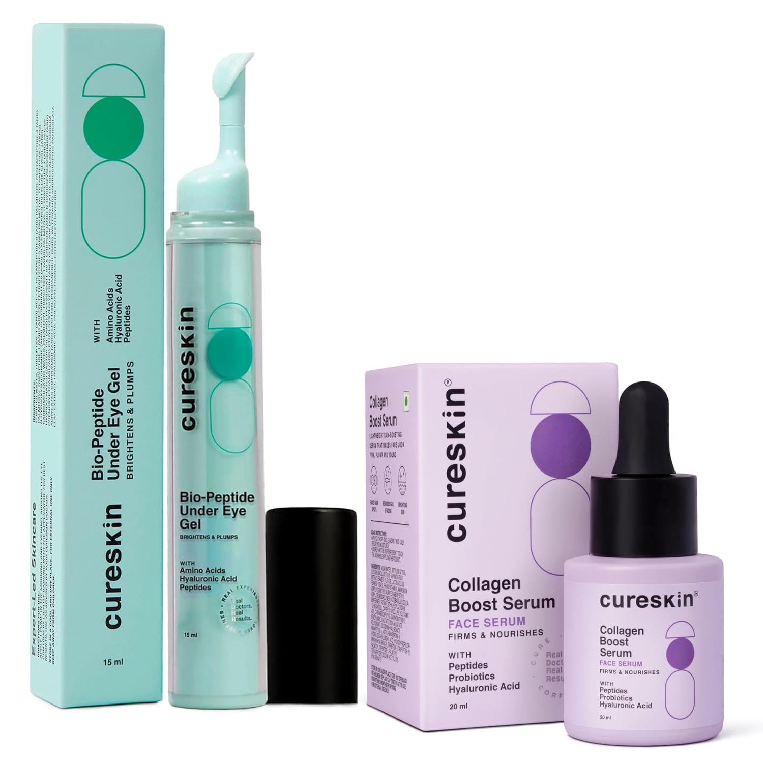 Cureskin Anti Aging Combo | Anti Aging Cream for Women | Collagen Boost Hyaluronic Acid Serum for Face | Under Eye Cream for Men and Women | Dark Circles Removal