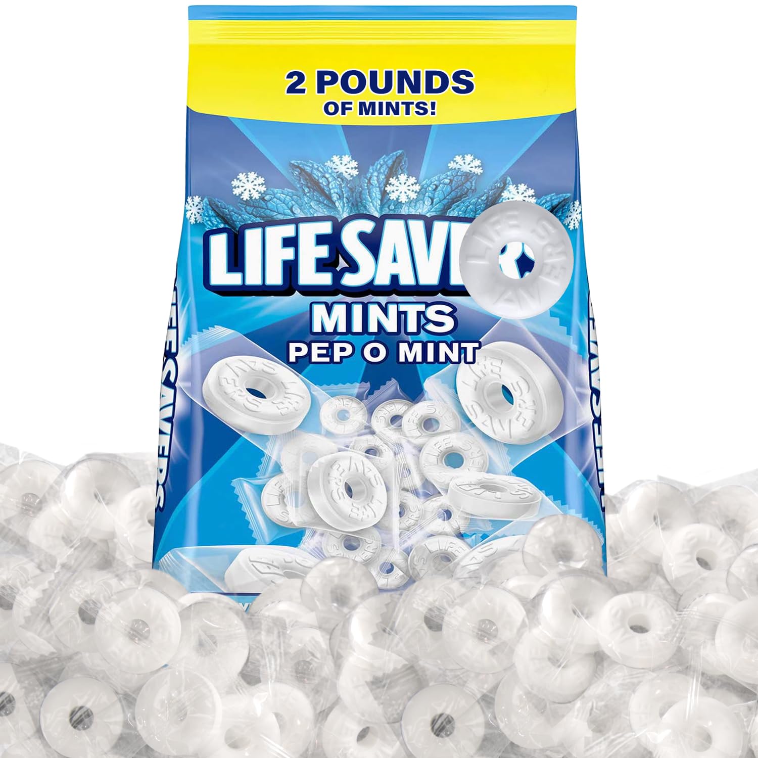 Pep O Mint Hard Candy, 2lb Pack of Mints Bulk, Perfect for Sharing, Gifting, Weddings and Special Events, Classic Peppermint Individually Wrapped with a Cool, Refreshing Taste