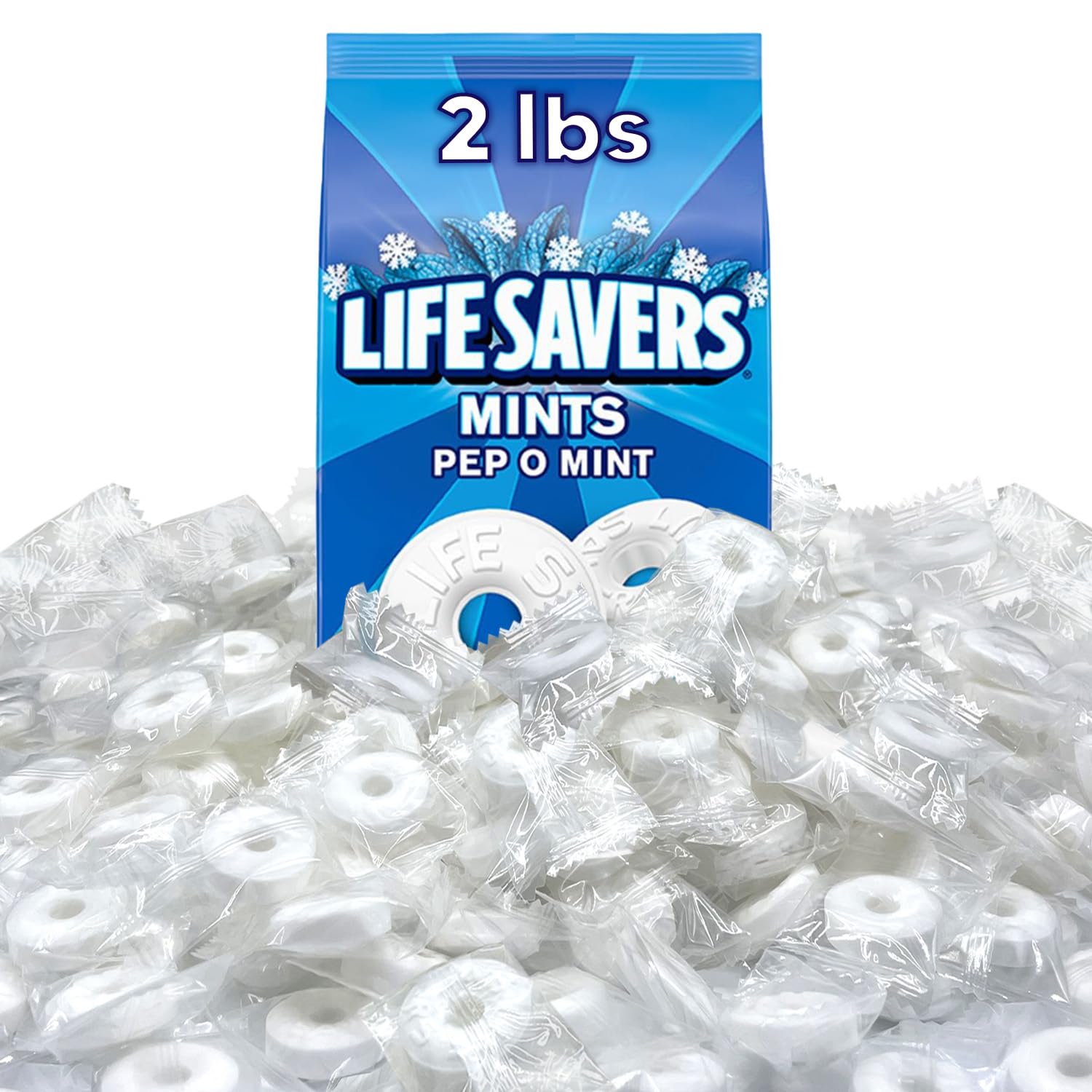 Pep O Mint Hard Candy – 2 Pounds of Bulk Holiday Peppermint Mints, Individually Wrapped, Perfect for Sharing or Parties