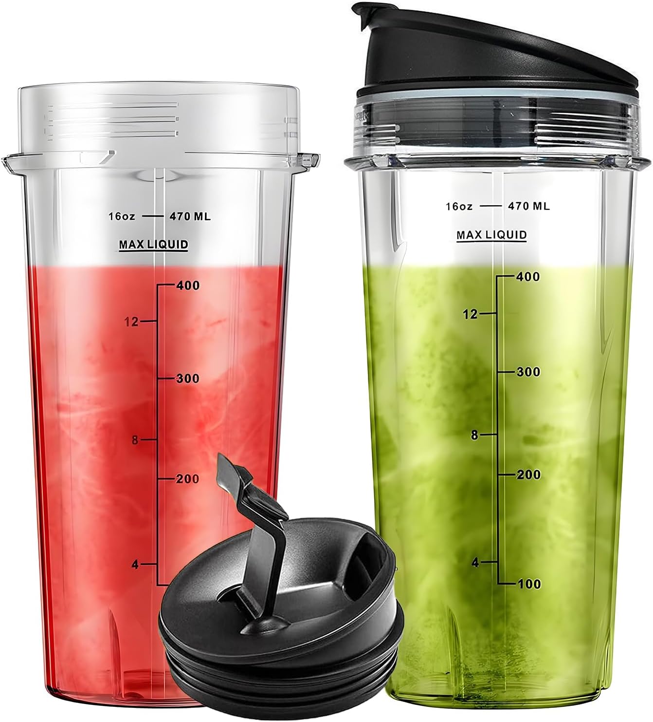 Blender 16oz Cups Replacement for Ninja - 2 Pack Ninja Blender Cups with Seal Lids, Compatible with Ninja QB3001SS, BL770, BL780, BL660, BL740, BL810, Nutri Ninja Series Blenders