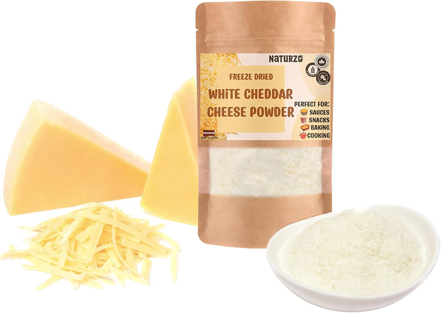 Freeze dried White Cheddar cheese powder Keto friendly Sugar free for popcorn sauces nacho long shelf life (100g)