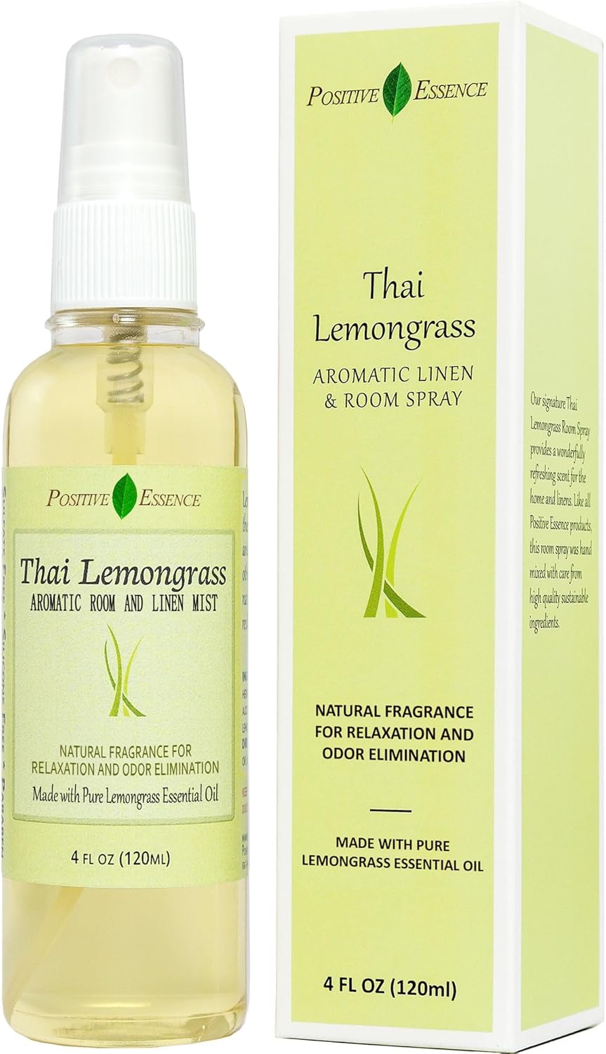 Thai Lemongrass Linen and Room Spray, Natural Air Fresheners Made with Pure Lemongrass Essential Oil, Bathroom Air Freshener, Relaxing Pillow Spray Home Fragrance