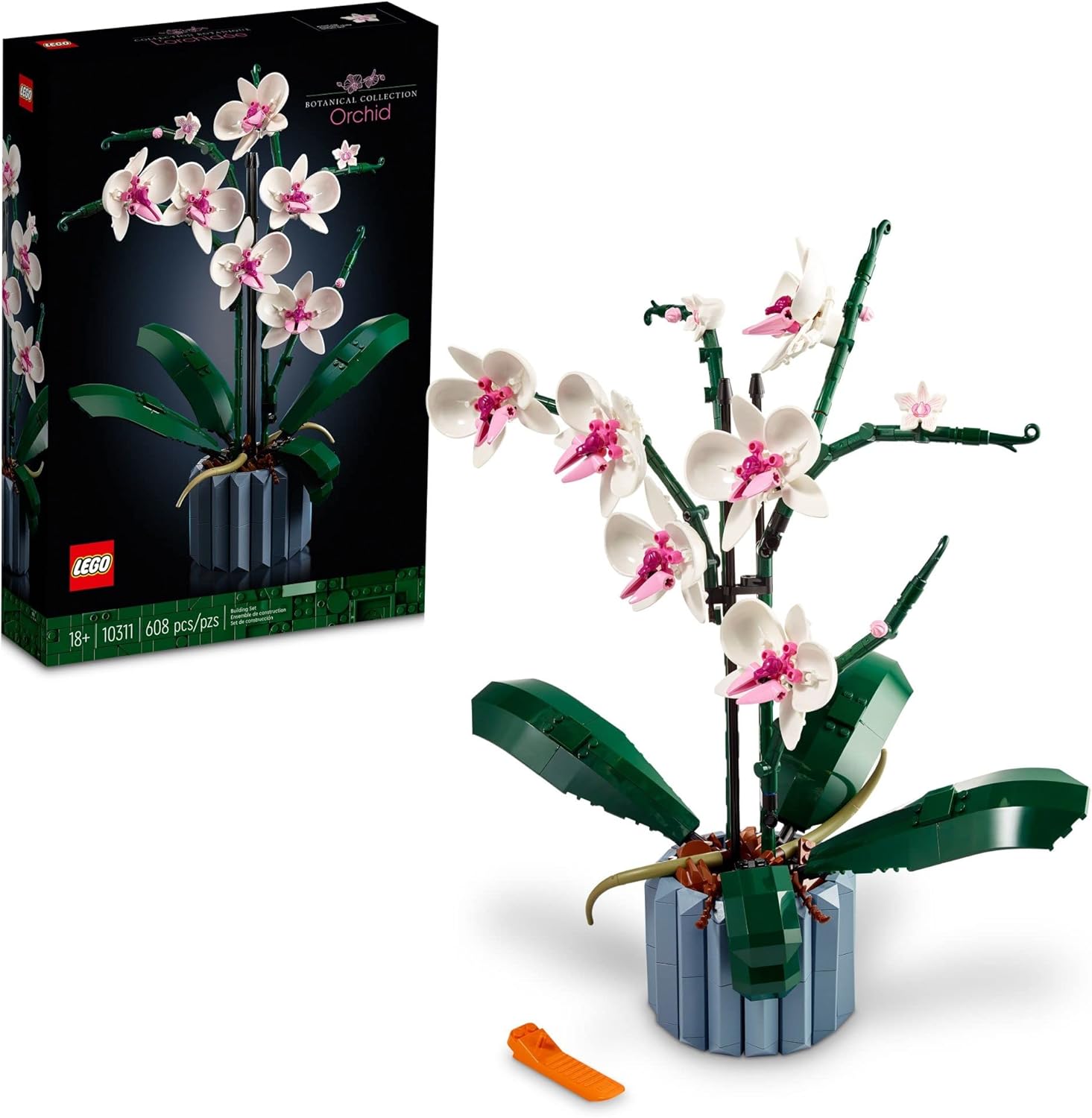 LEGO Botanicals Orchid - Artificial, Fake Indoor Flowers Building Set for Home, Kitchen, Desk Decoration, Adults Ages 18+ - Gift for Valentines Day for Her and Him - 10311