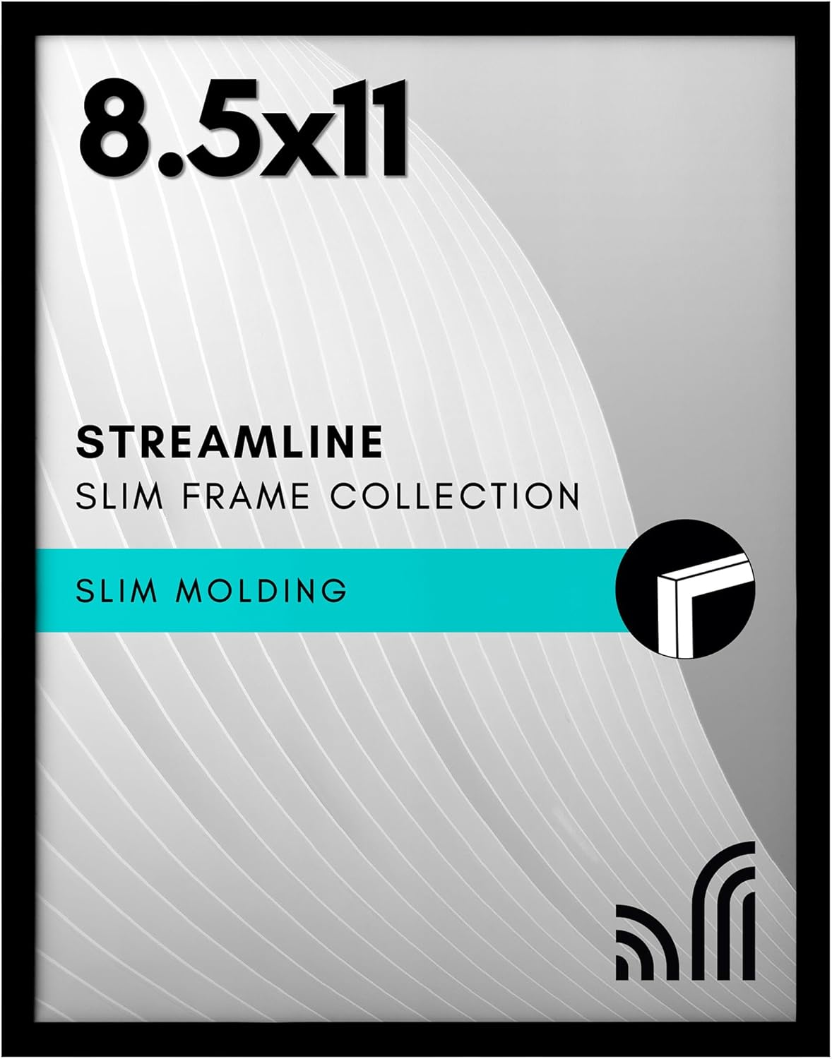 Americanflat 8.5x11 Picture Frame with Shatter-Resistant Glass - Streamline Collection - Thin Border Picture Frame for Tabletop and Wall Display - Hanging Hardware and Easel Stand Included - Black