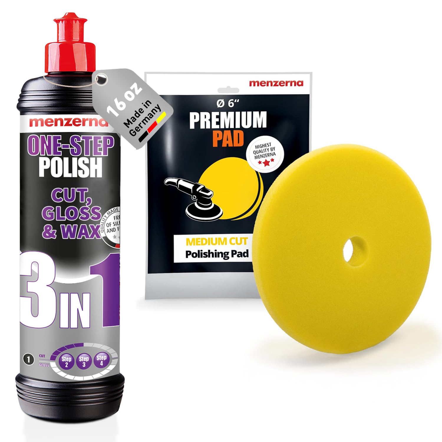menzerna Car polishing Set I One-Step Polish 3in1 I 6 Inch Pad