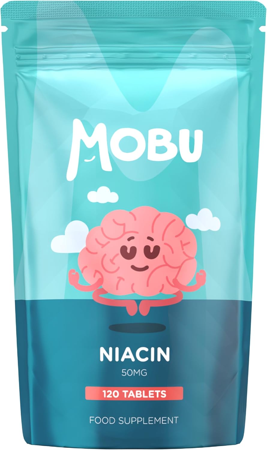 Niacin 50mg 120 Tablets | Vitamin B3 Nicotinic Acid Flush Formula | Vegan UK Made | GMP Approved | MOBU (120)