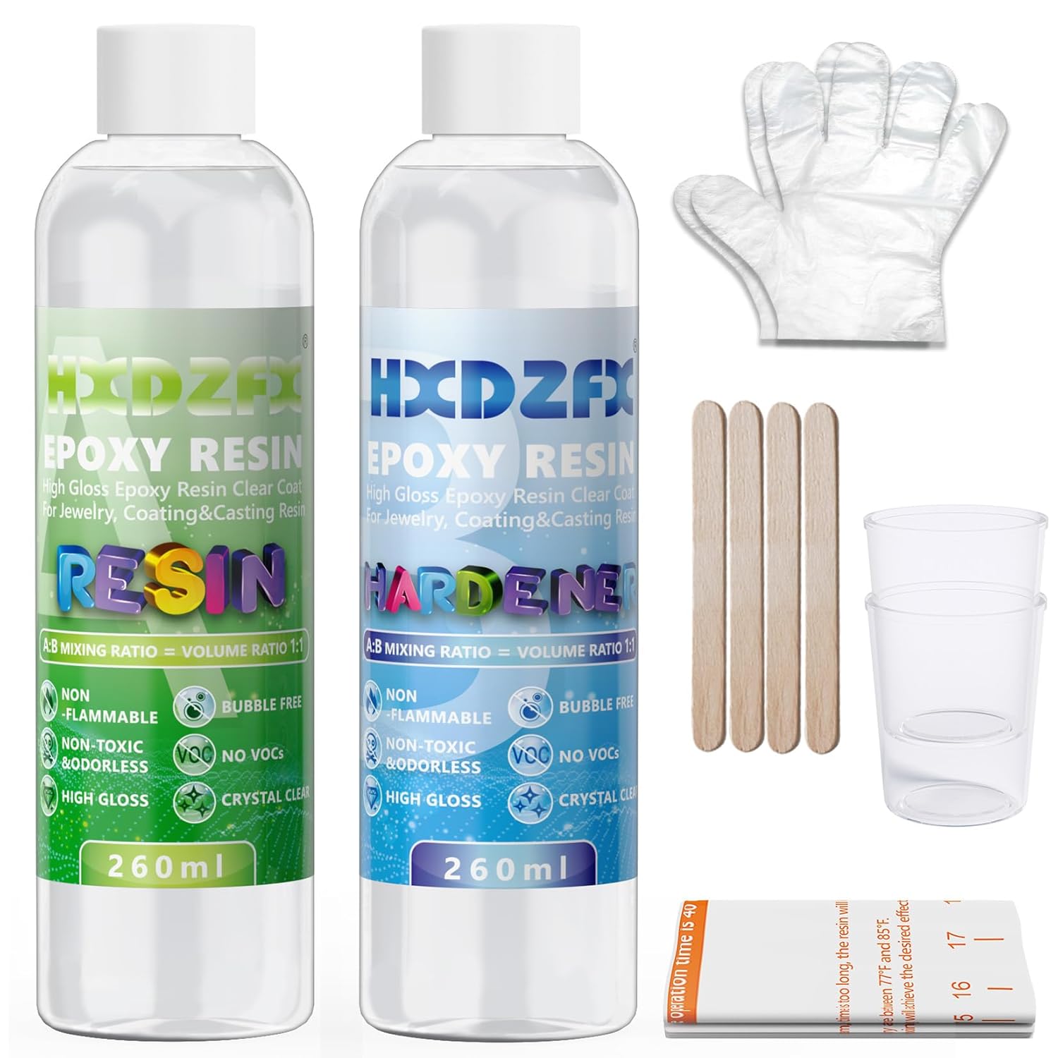 520ml/20oz Epoxy Resin Kit - Self-leveling & Bubbles-Free Crystal Clear Epoxy Resin Kit for DIY Art, Resin Jewellery Making, Table and Countertop Coating, Coasters, Wood - Heat & UV Resistant